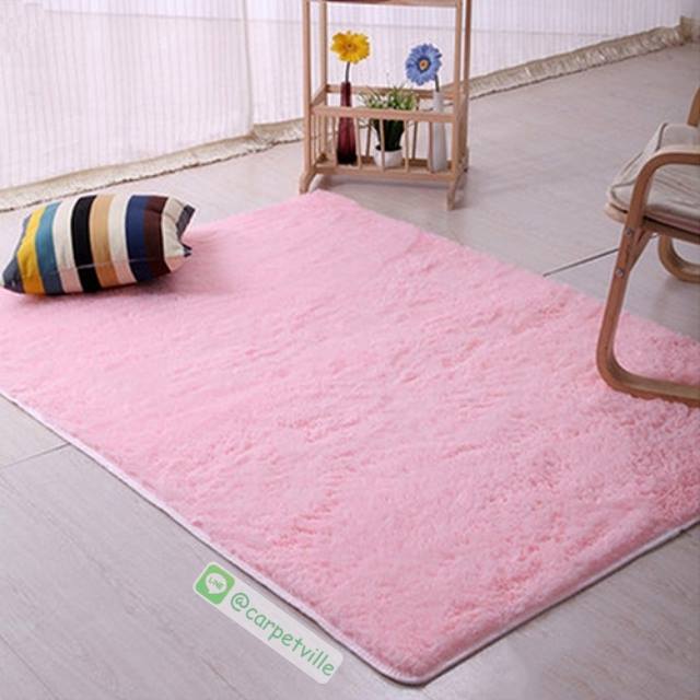 พรมขนสั้น Super Soft สีชมพูอ่อน