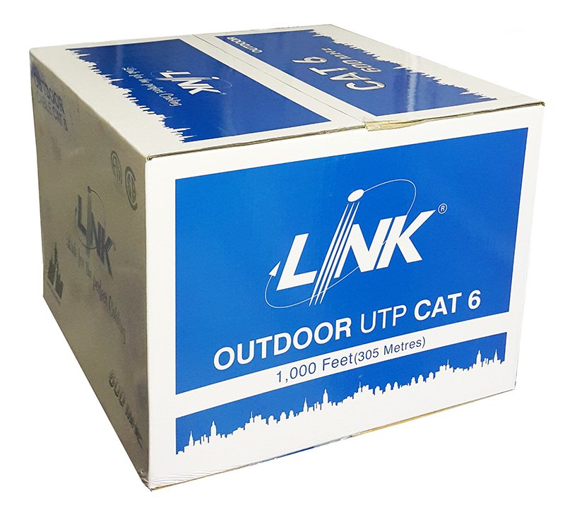 LINK สายแลนภายนอก CAT6 สีดำ 305เมตร US-9106PW-1 แบบมีสายไฟในตัว CAT6 UTP ลด10เปอร์เซ็น