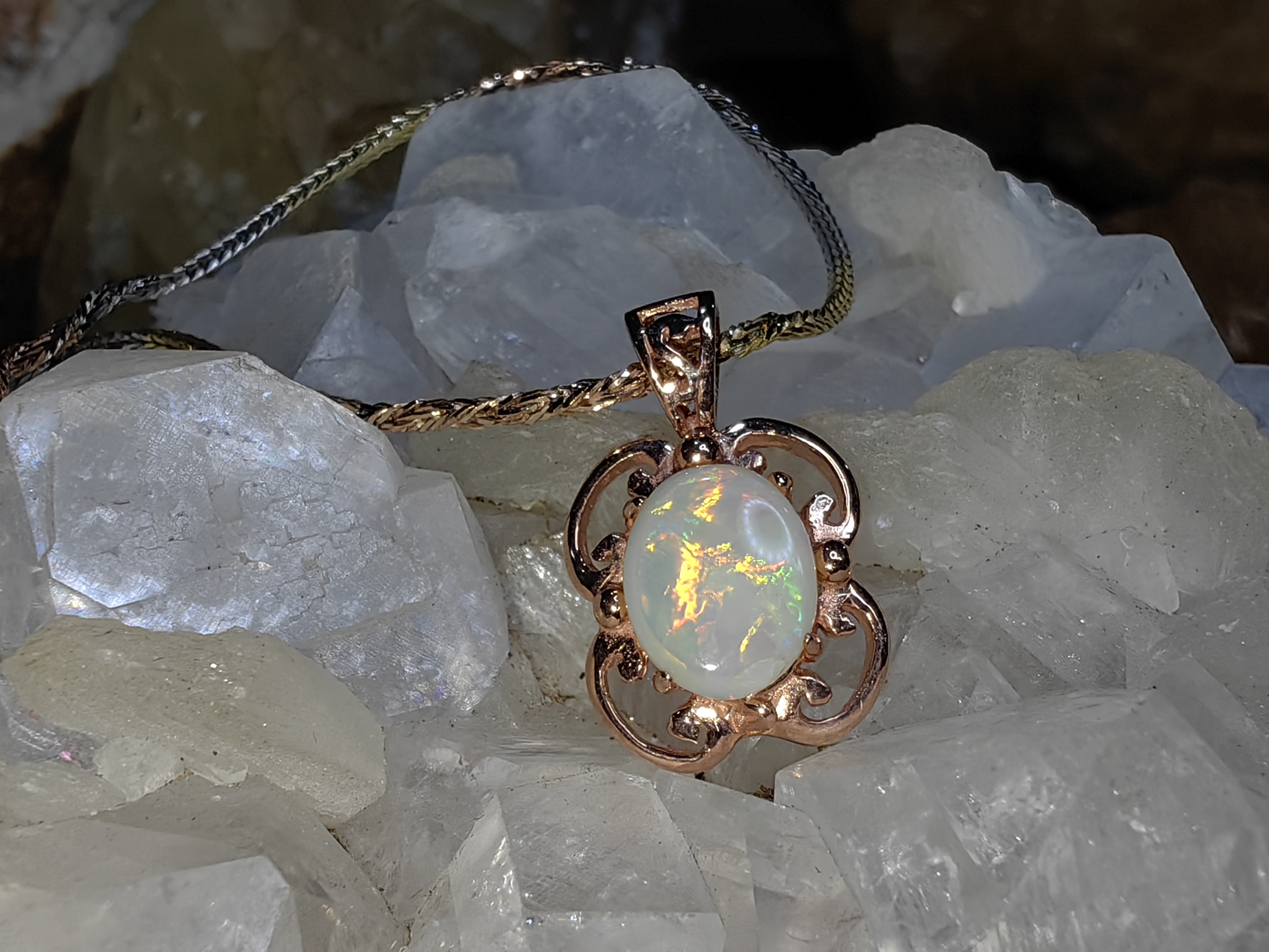 Australian Opal Pendent 925 Sterling Silver จี้โอปอ ออสเตรเลีย เงินแท้ 925