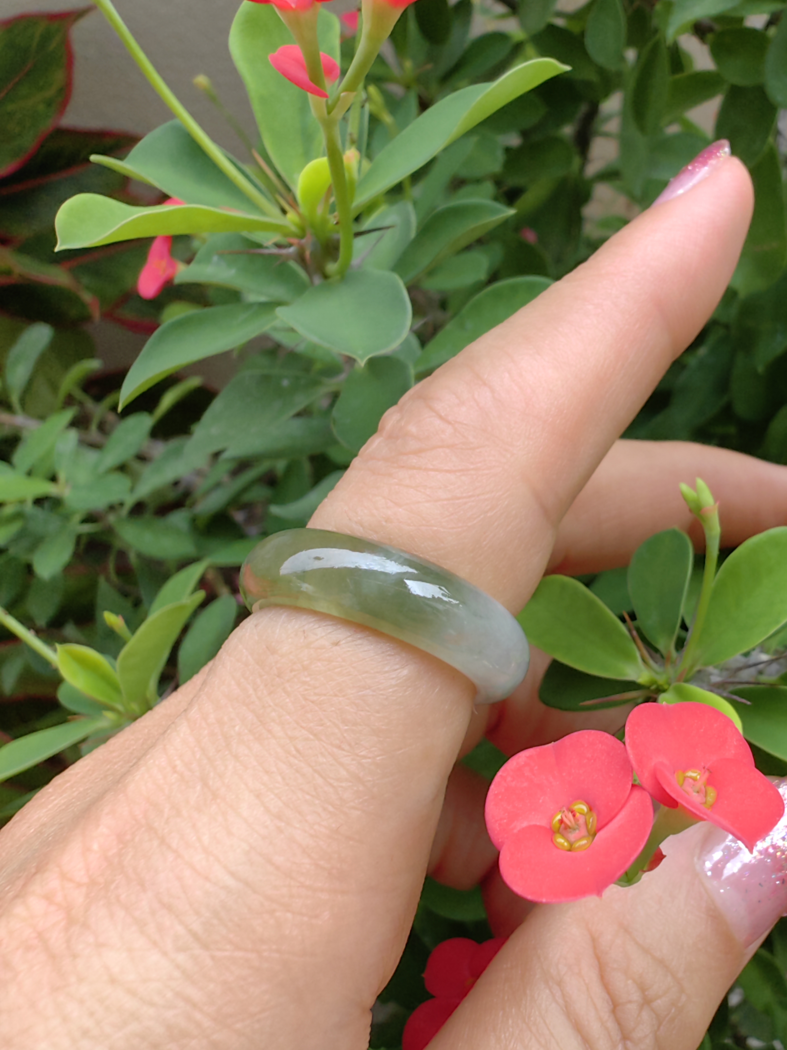 Mix Green Burmese Jadeite Ring Mix Size แหวนหยกเจไดต์พม่า เขียวมีลวดลาย รวมไซส์