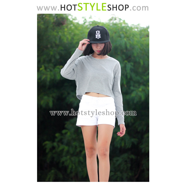 เสื้อครอปแขนยาว เสื้อแขนยาวเอวลอย (ขายส่ง 90 บาท)