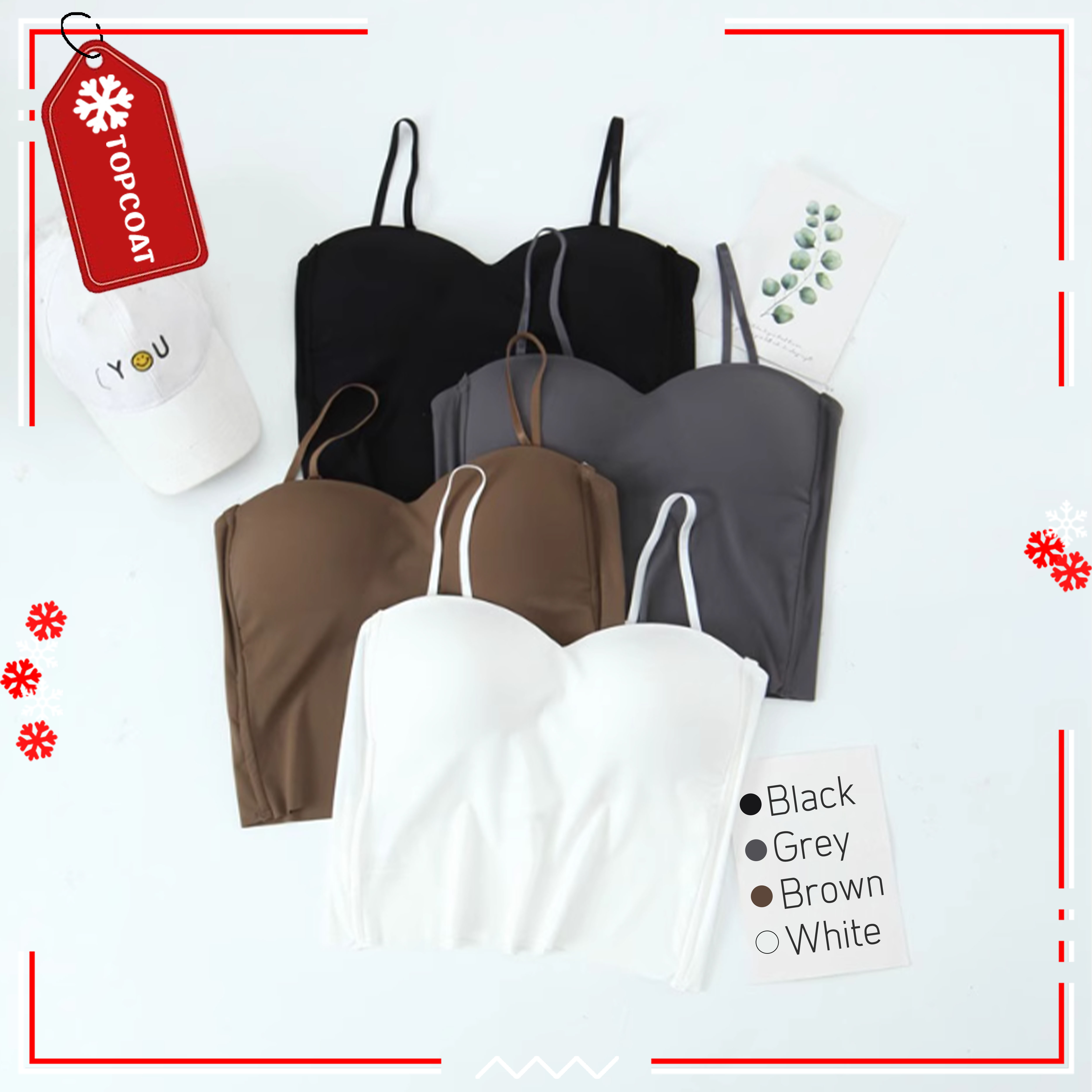 เสื้อกล้ามเกาะอกสายเดี่ยว ผ้านิ่ม ยืดหยุ่นสูง มีแผ่นรองหน้าอก