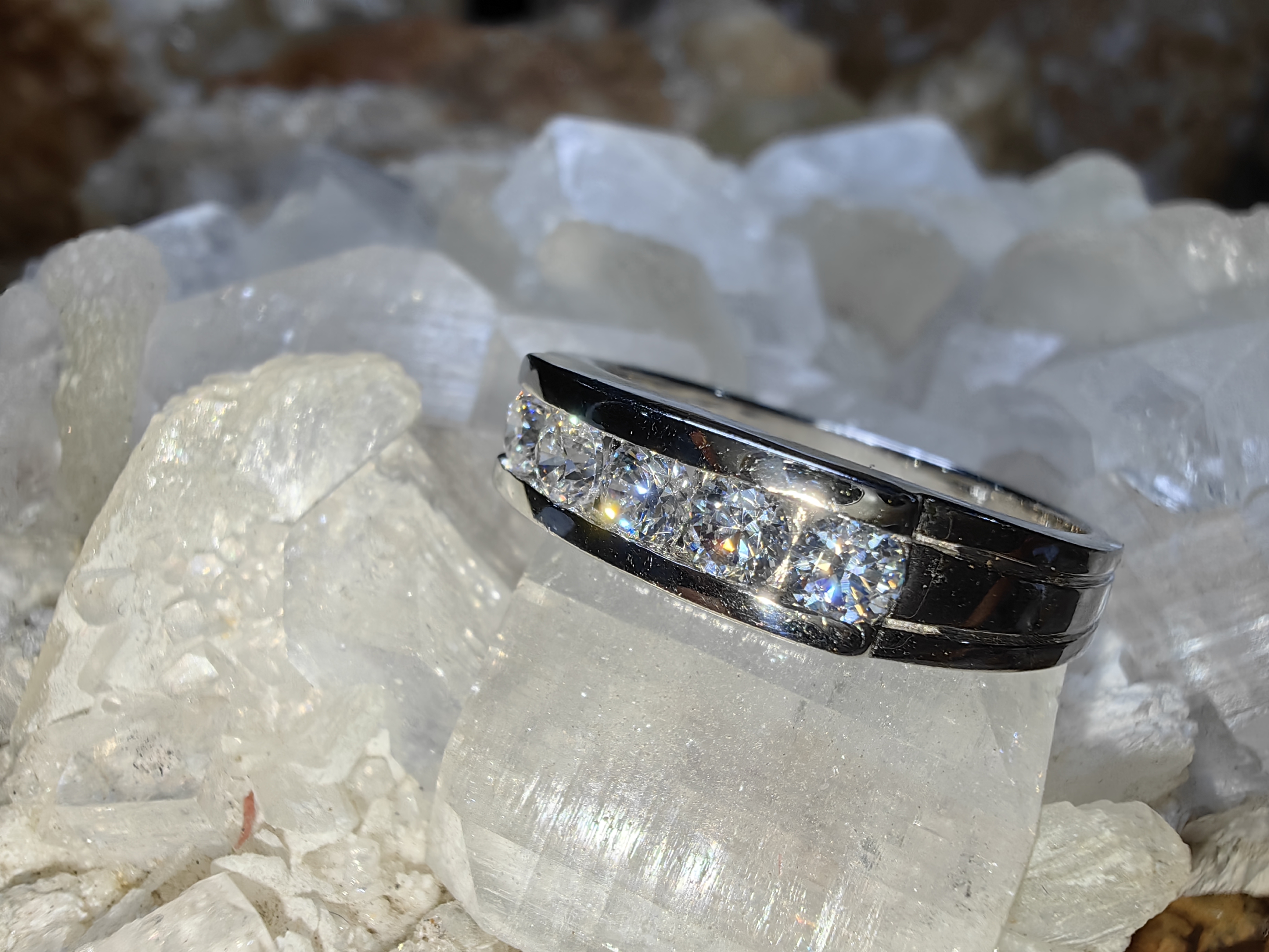 แหวนเพชร CZ เงินแท้ 92.5% Cubic Zirconia 925 Sterling Silver Ring Size 57