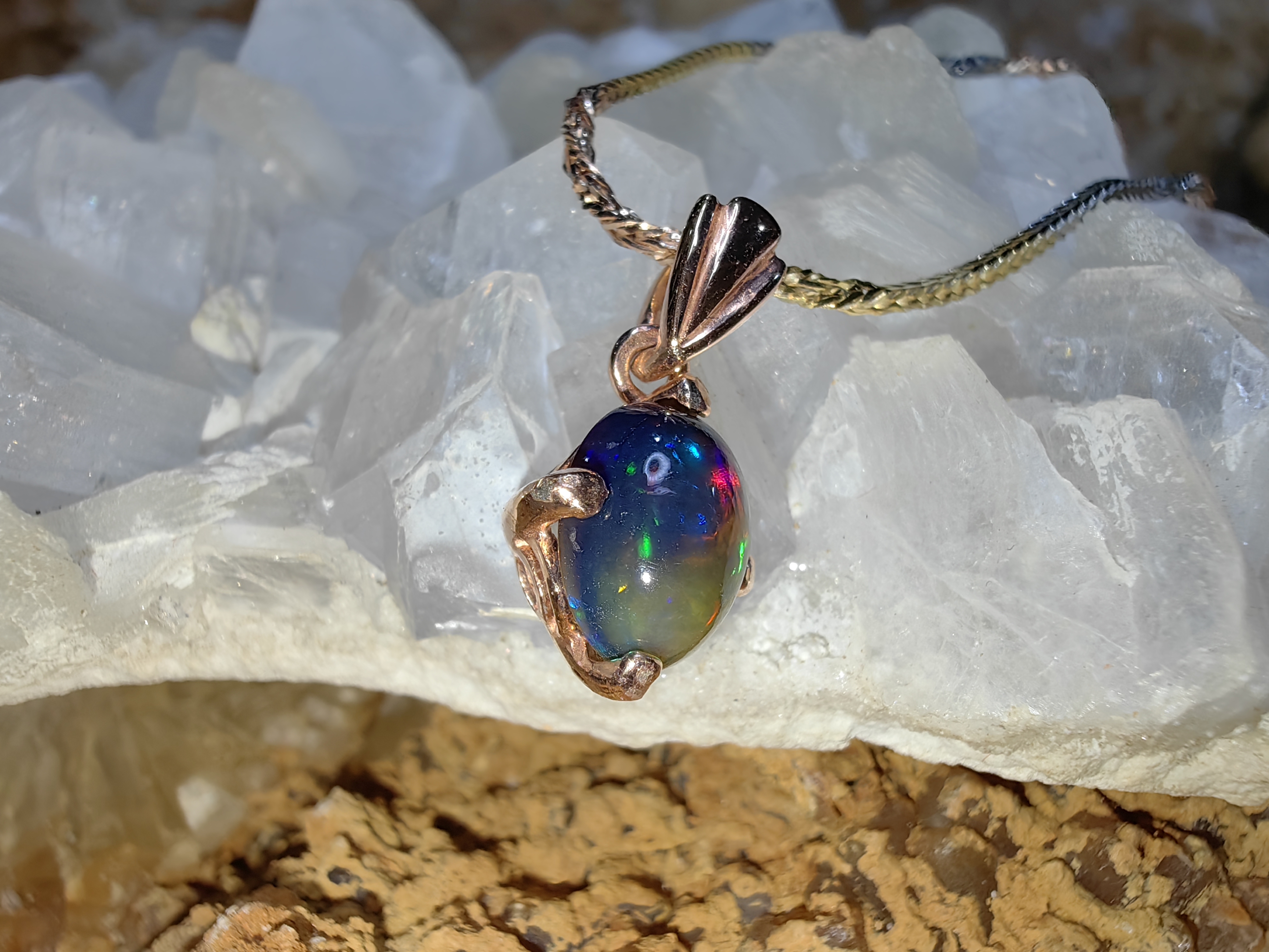 Black Opal Pendent 925 Sterling Silver จี้โอปอดำ เงินแท้ 925