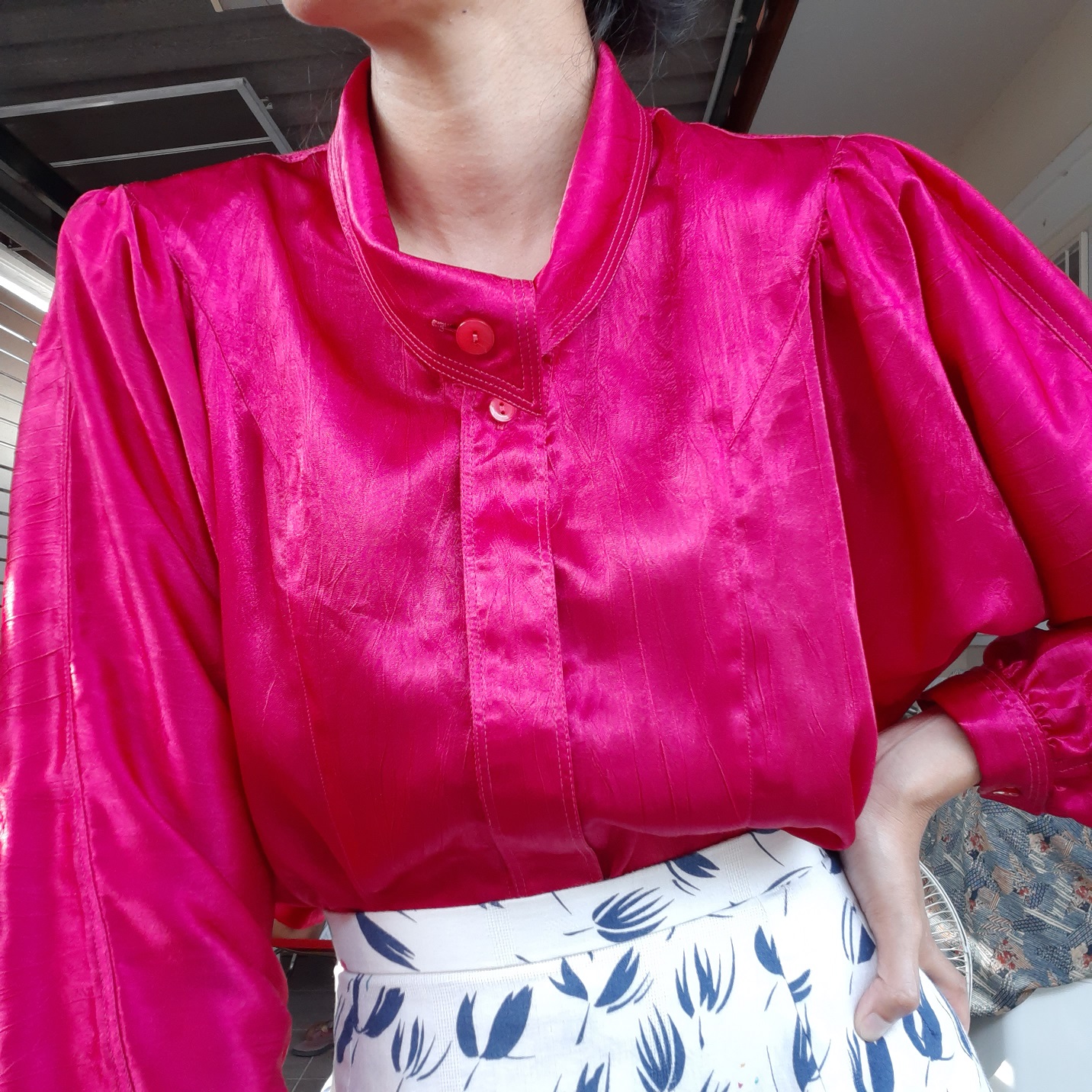 เสื้อวินเทจมือสองสีชมพูฉ่ำว้าว