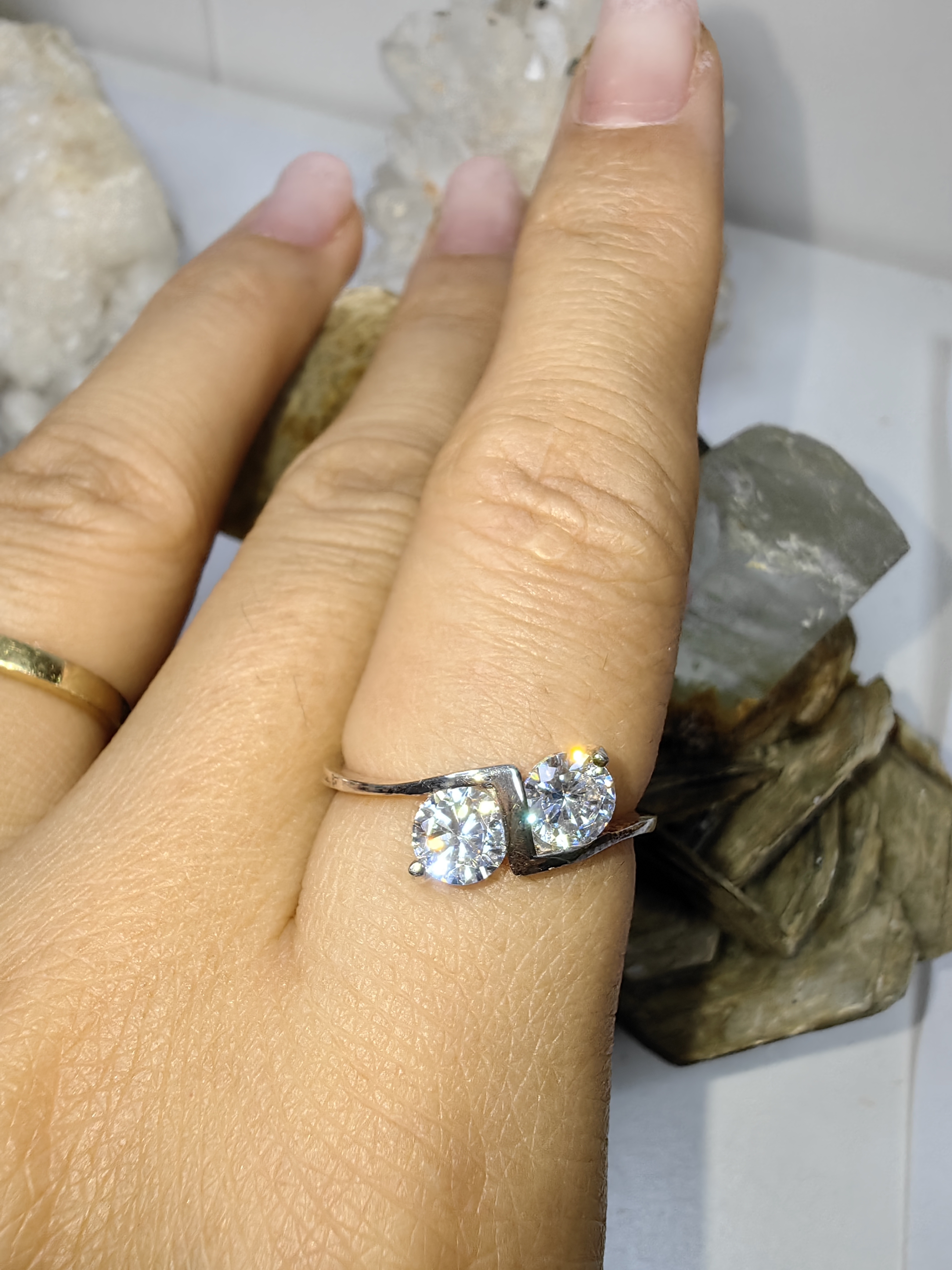 แหวนเพชร CZ เงินแท้ 92.5% Cubic Zirconia 925 Sterling Silver Ring Size 55, 58