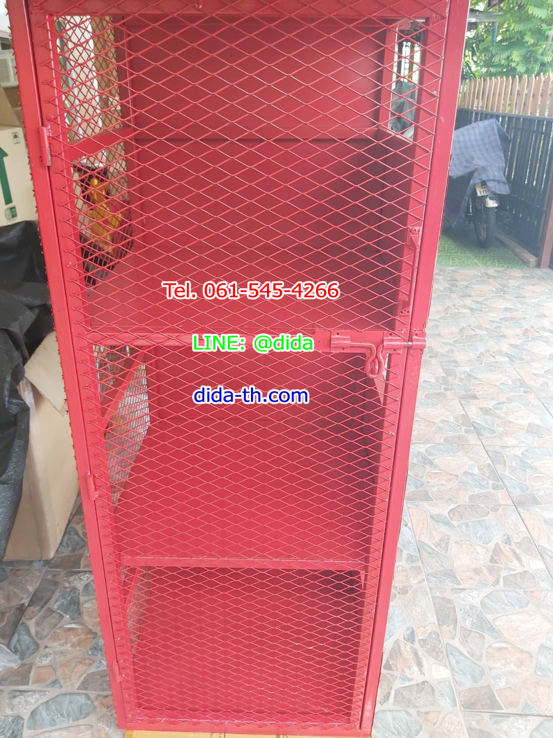 ตะแกรงวางถังขยะแยกประเภทรูปบ้าน 3 ชั้น