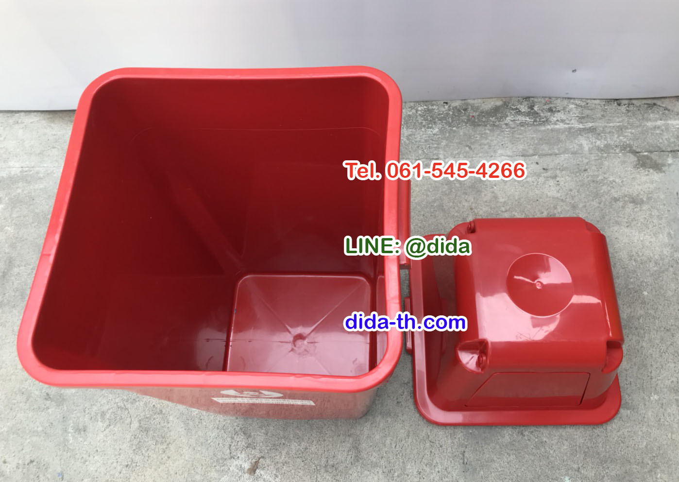 ถังขยะทรงเหลี่ยม 120 ลิตร พร้อมฝาครอบทรงสูง