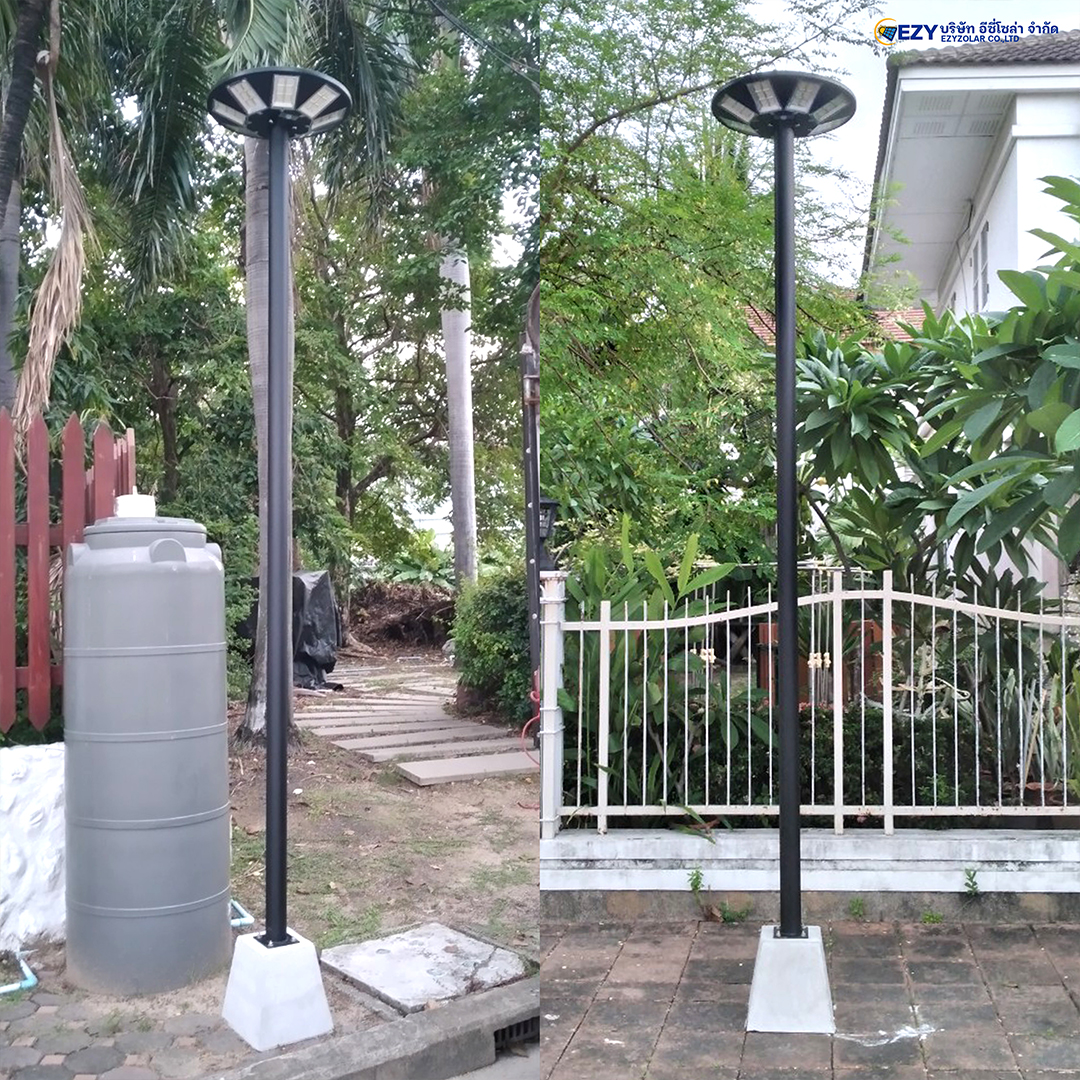 ฐานปูน 2" ระยะห่างรู 7.2 ซม. พร้อมน็อตยึดอย่างดี หนัก แข็งแรง ทนทาน ใช้กับเสาสูง 1-4 เมตร