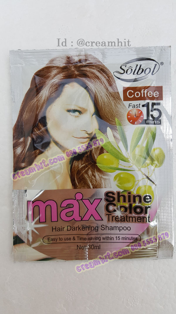 Max shine color Hair Darkening Shampoo แชมพูย้อมผม แชมพูเปลี่ยนสีผมสี แบบซอง