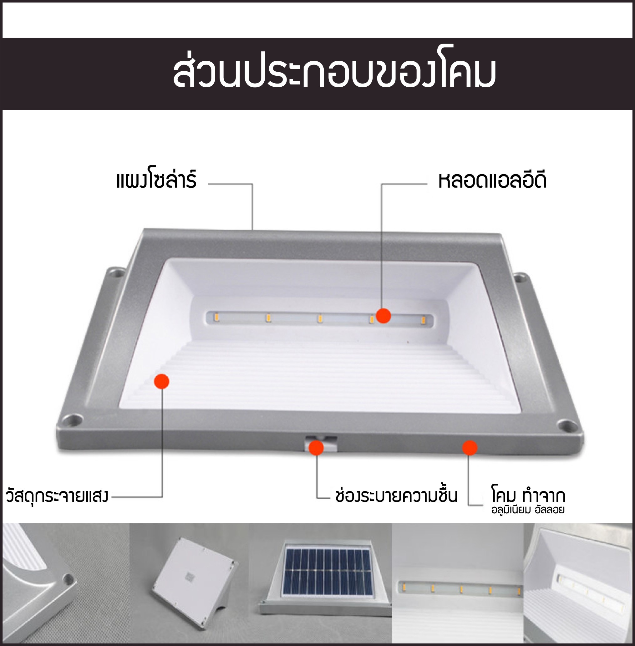 LED Solarcell WSL-02 1W Warmwhite โคมโซล่าเซลล์แอลอีดี ไม่ต้องจ่ายค่าไฟ