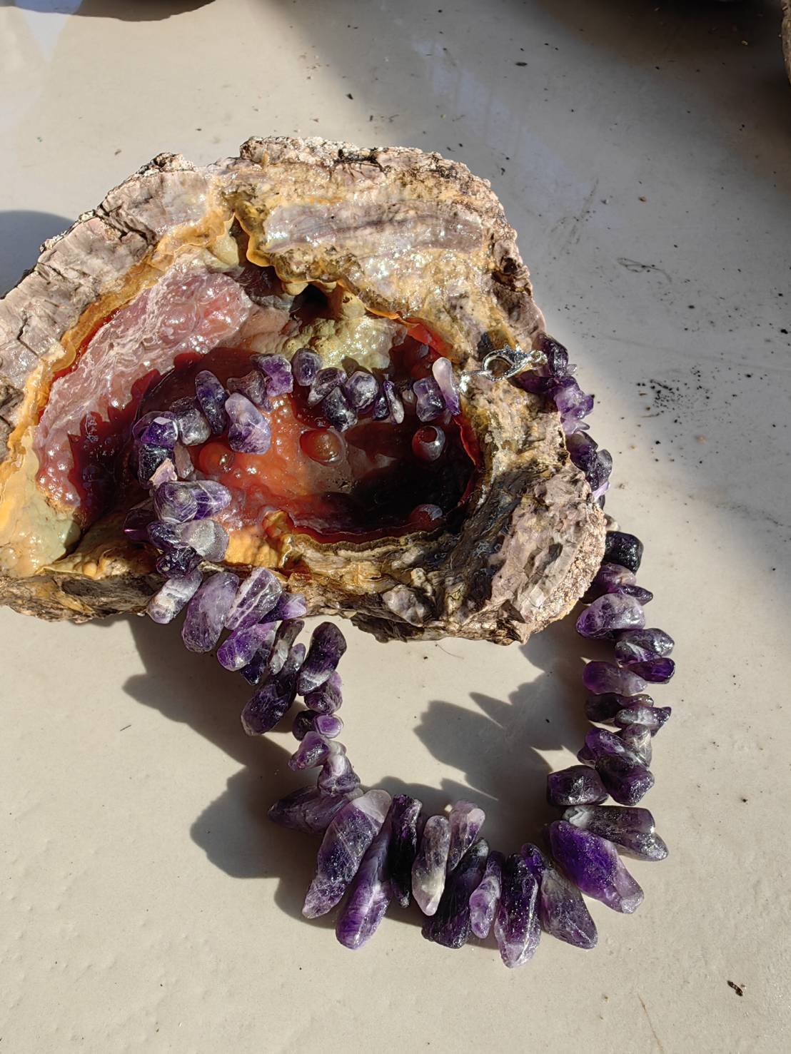 Amethyst Necklace สร้อยคออเมทิตส์ L 38 cm. 529.50 ct.