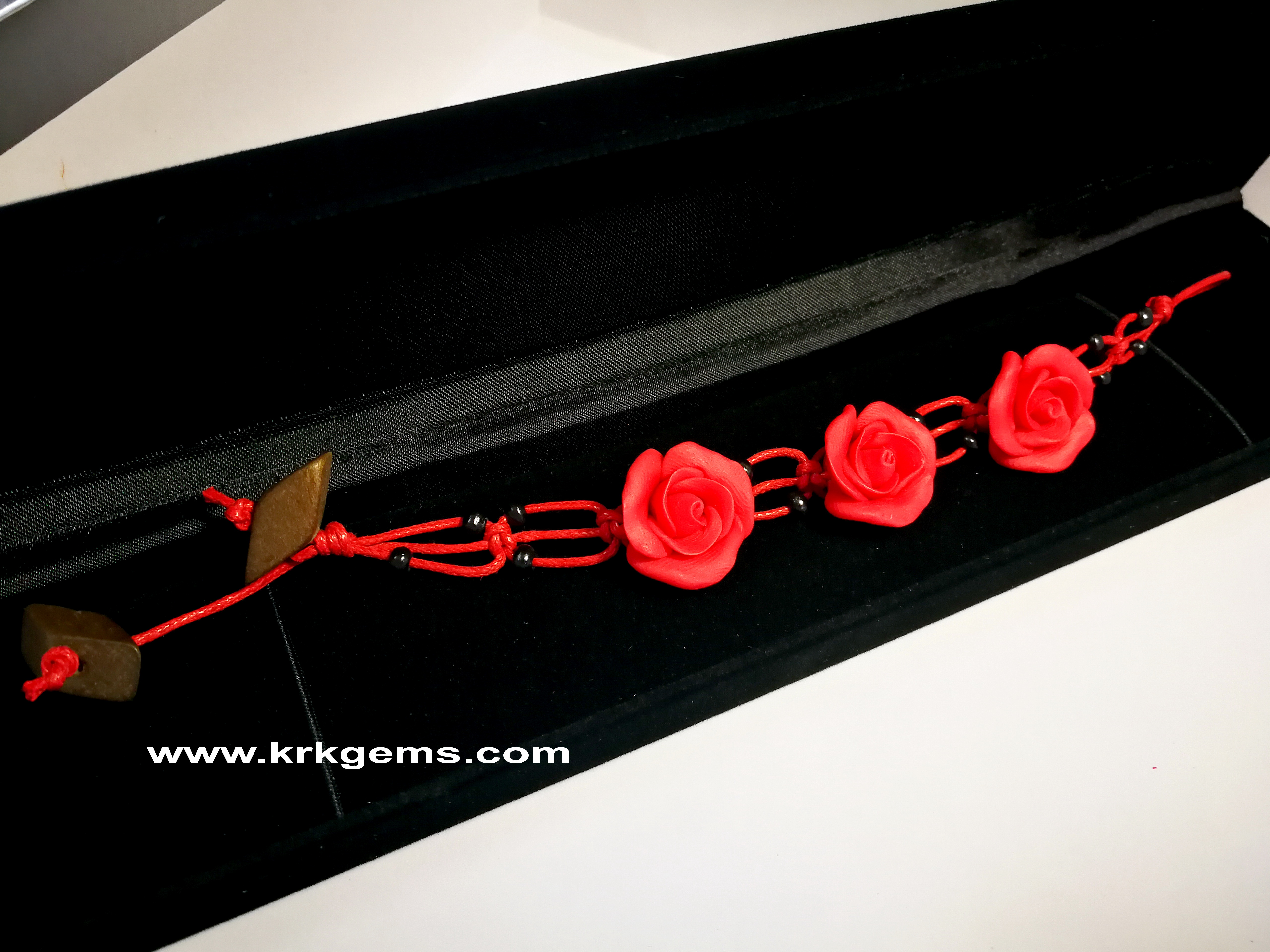 RED ROSE HANDMADE CLAY BRACELET