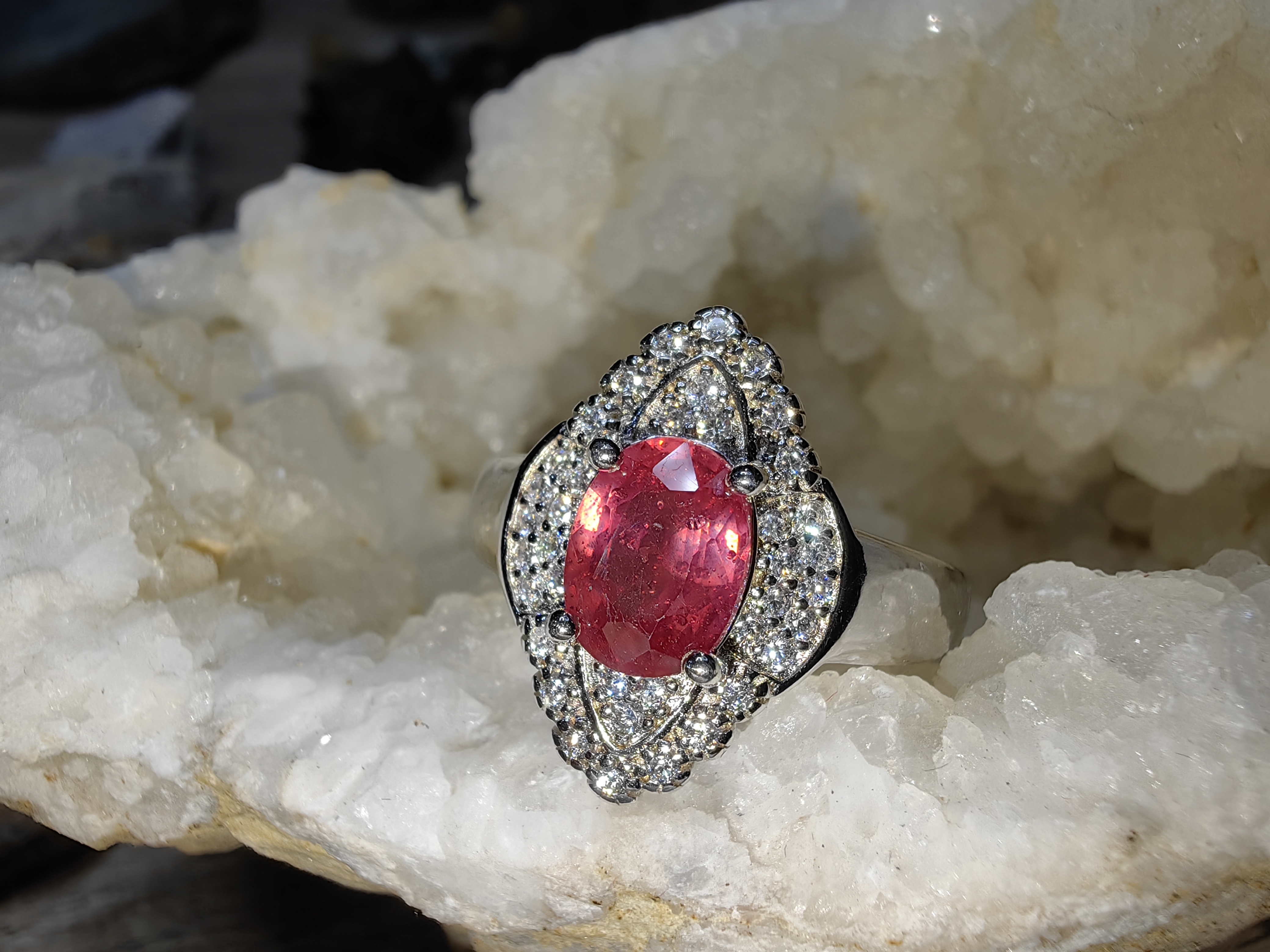 Ruby Cubic Zirconia 92.5% Silver Ring แหวนทับทิม เงิน 92.5%
