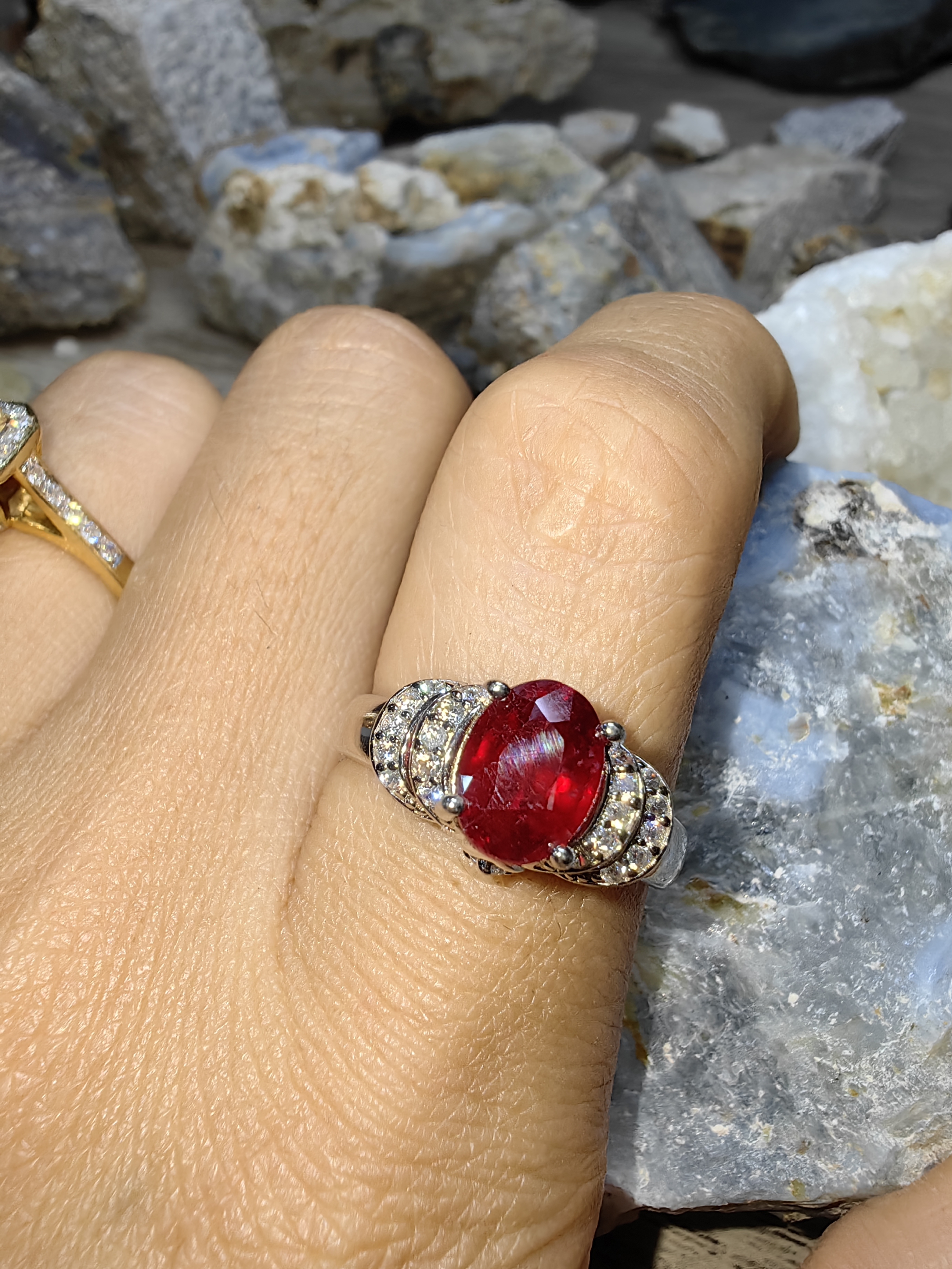 Ruby Cubic Zirconia 92.5% Silver Ring แหวนทับทิม เงิน 92.5%