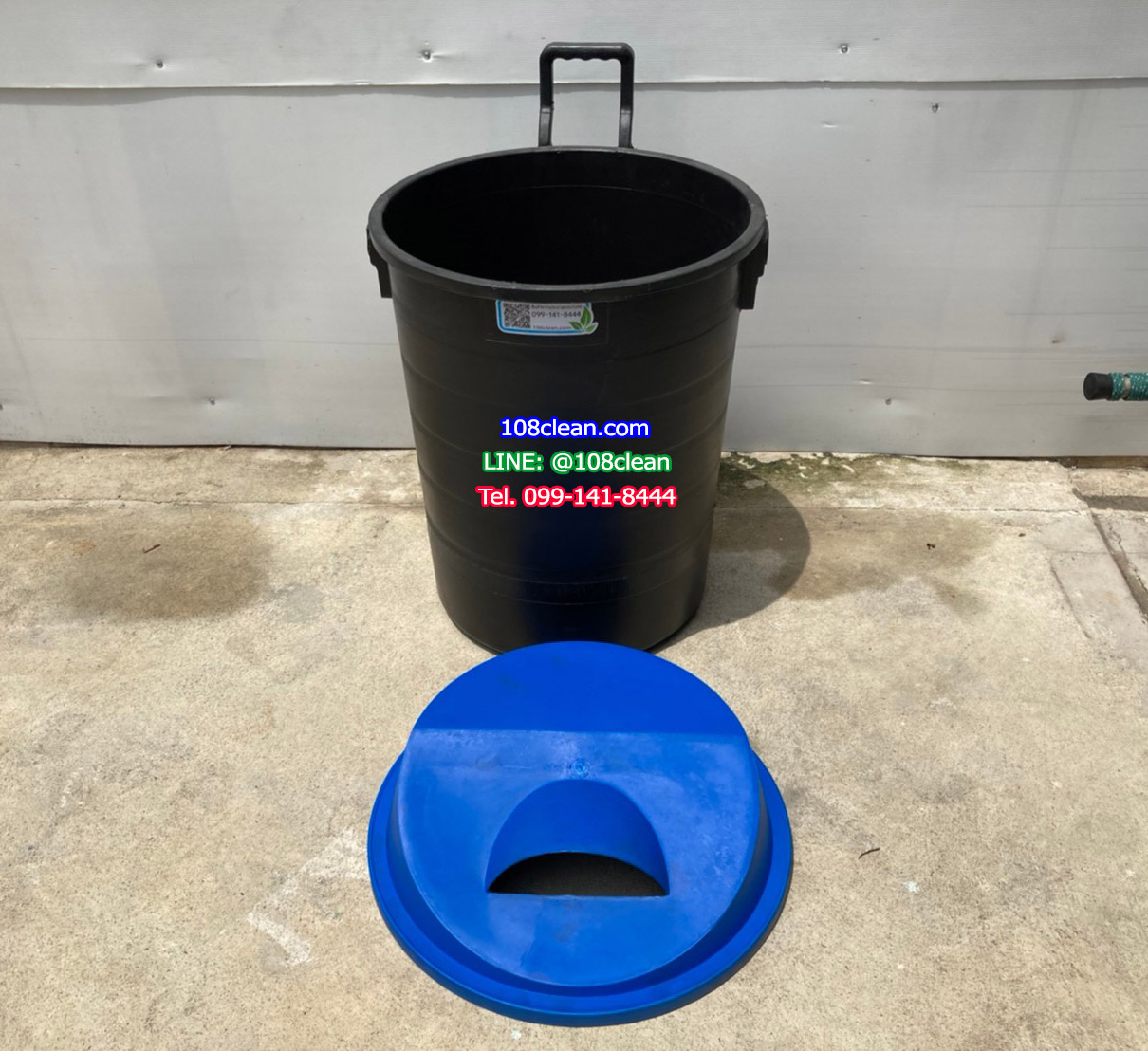 ถังขยะพฤกษา ตัวถังสีดำ มีล้อลาก