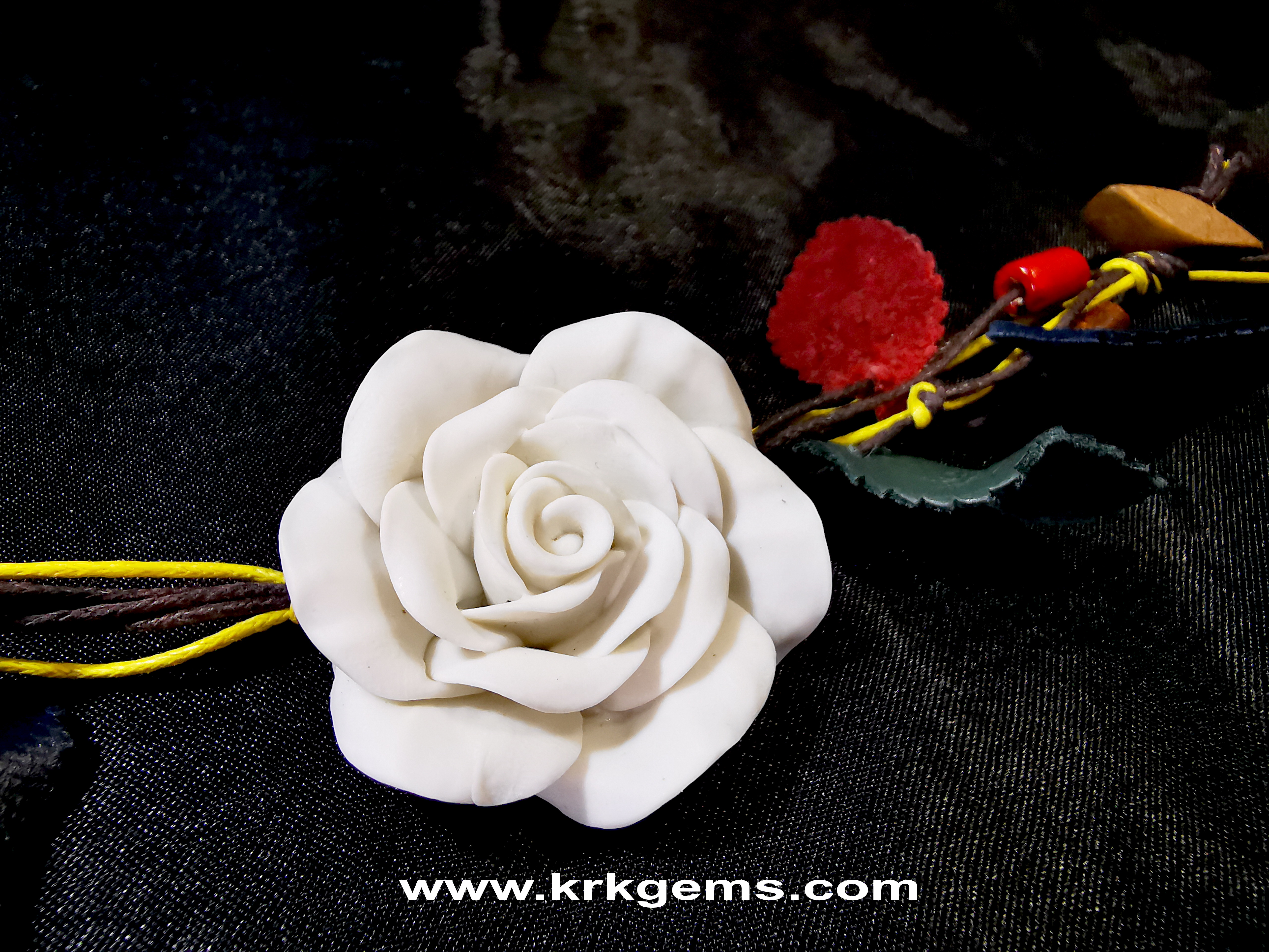 PURE WHITE ROSE HANDMADE CLAY BRACELET