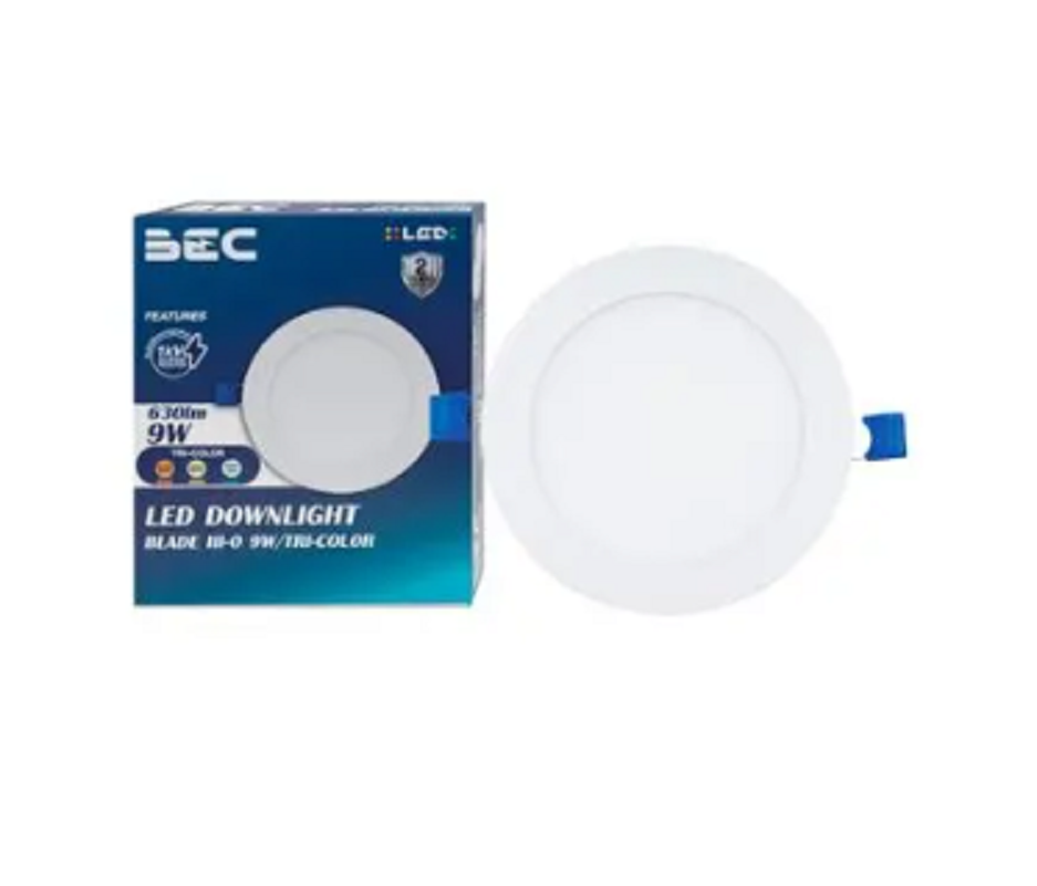 โคมดาวน์ไลท์หน้ากลม 5 นิ้ว LED 9W Tri-Color BEC รุ่น WINNER 15W Tri-Color 3แสง ขอบขาว