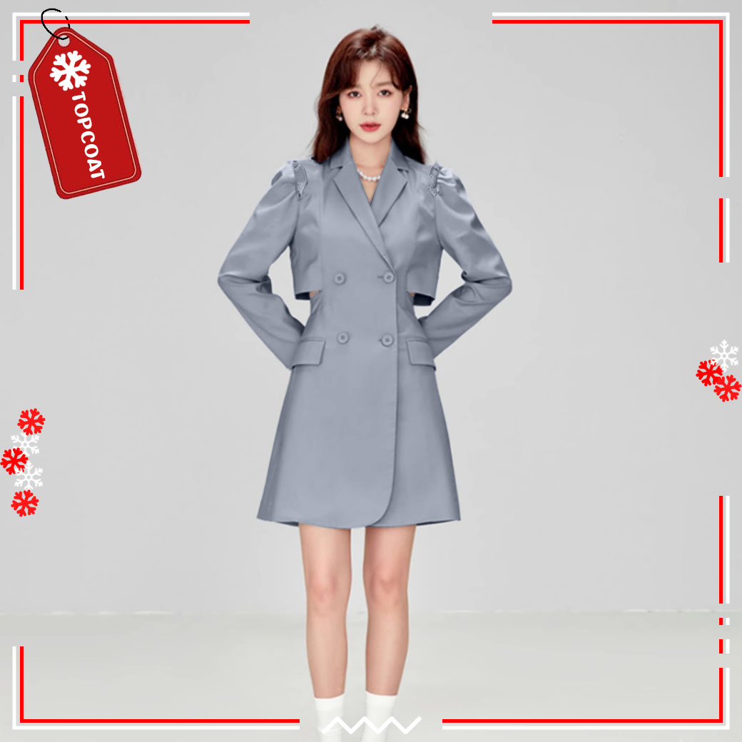 เดรสสูทเว้าหลัง เอวยืดได้ ซับทั้งตัว สีเทา