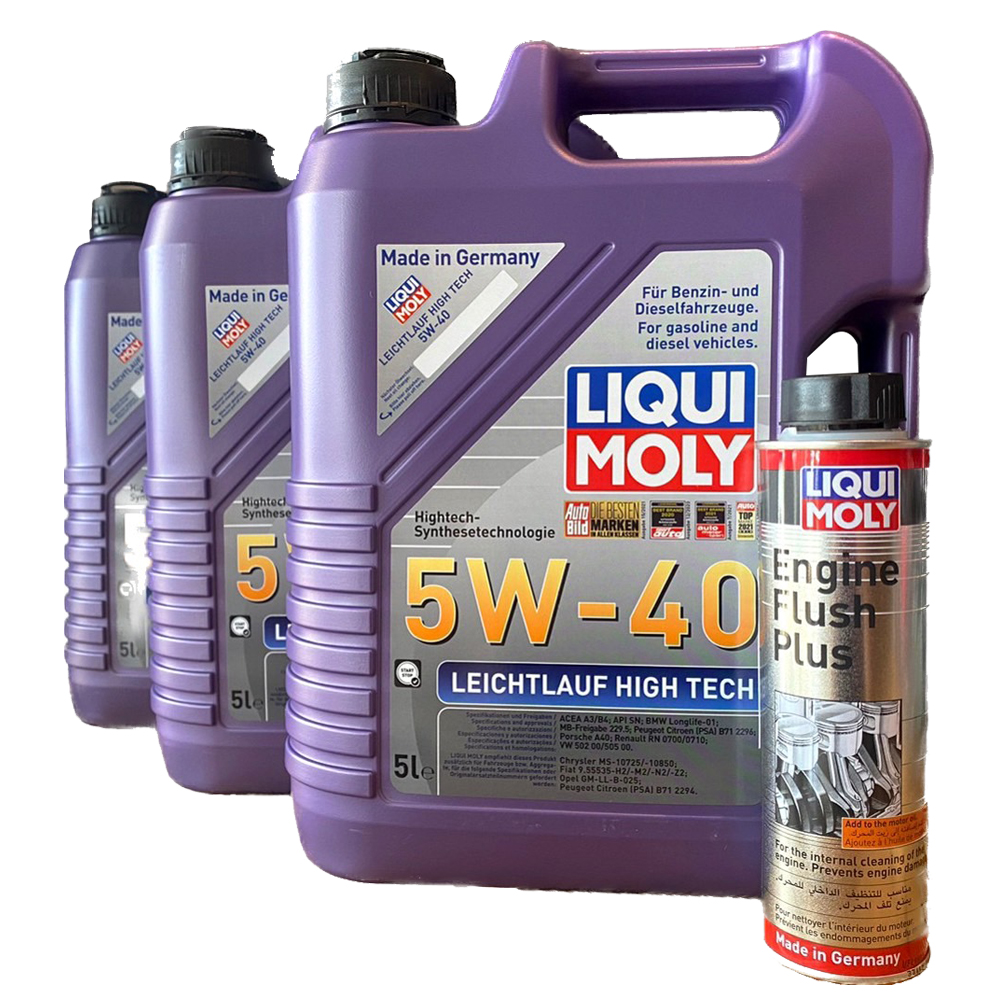 น้ำมันเครื่องยนต์ LIQUI MOLY Leichtlauf High Tech SAE 5W-40 5ลิตร (ฟรี! Engine Flush Plus 1 ขวด/1 คำสั่งซื้อ )