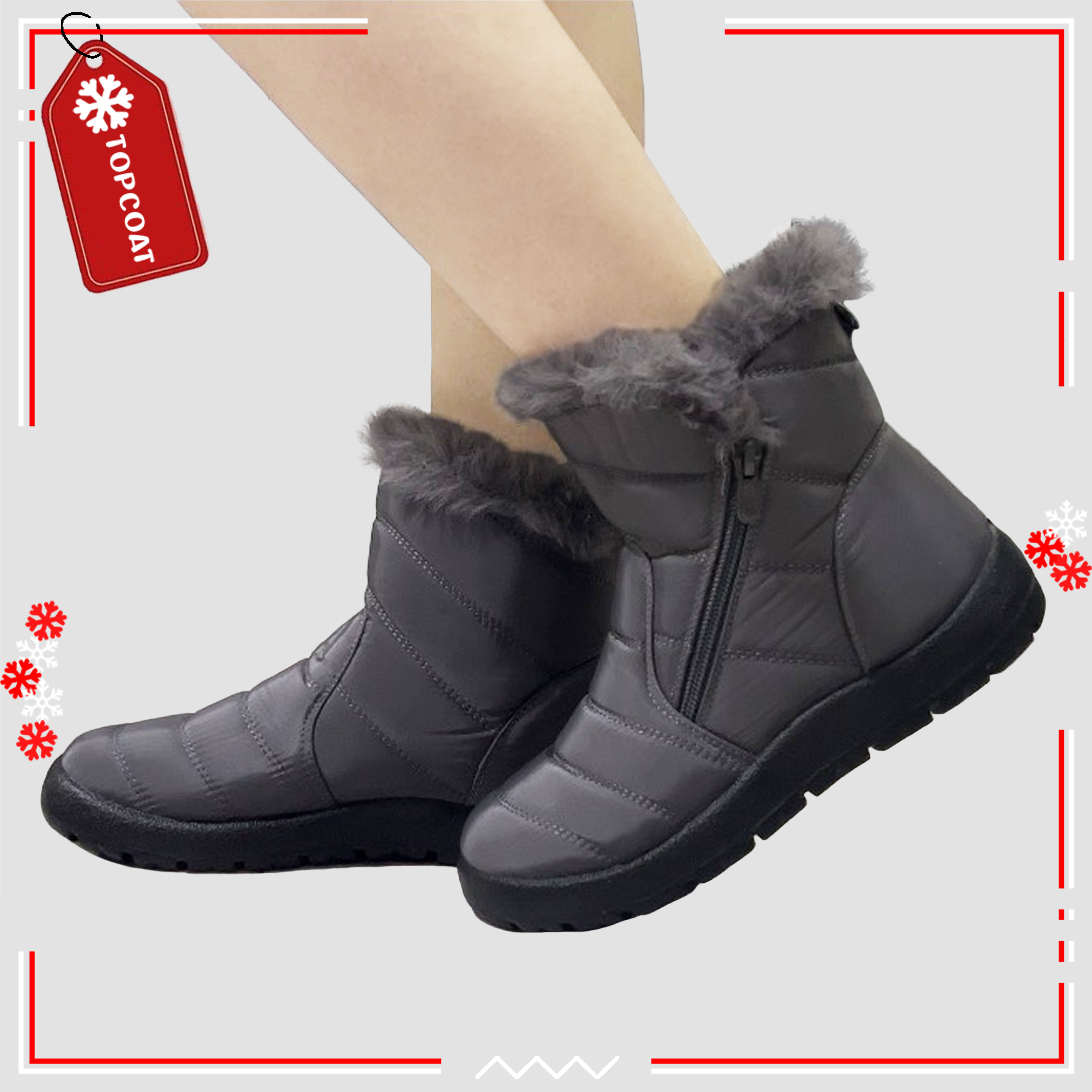 รองเท้ากันหนาวบุขนหญิง กันเปียก กันหิมะ ควรเผื่อไซส์