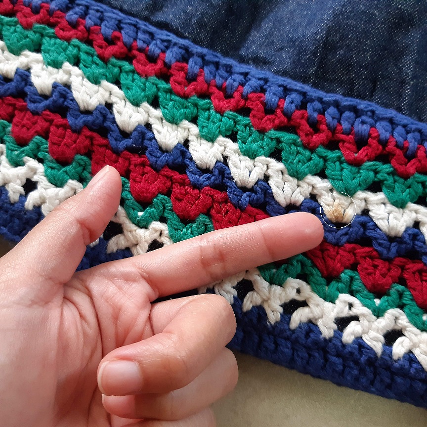 กระโปรงยีนส์สั้นทรงเอ ชายกระโปรงถักโครเชต์