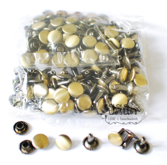 2หน้า 6*8*6 สีทองเหลือง100ชุด(หน้าหมุดสองหน้า 6มม ขาหมุด8มม)