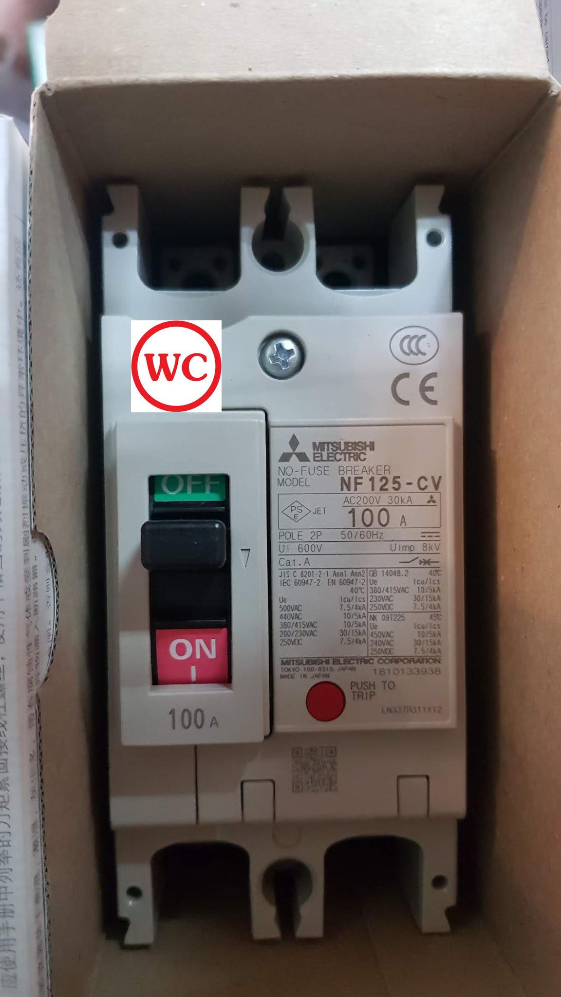 เบรกเกอร์ NF125 CV 2P 100A 30KA มิตซูบิชิ MITSUBISHI 1ตัว พร้อมส่งฟรี พร้อมใบกำกับภาษี