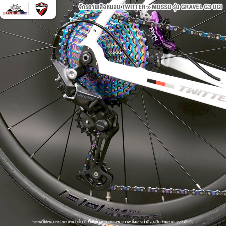 จักรยานเสือหมอบ TWITTER x MOSSO รุ่น GRAVEL G3 UCI 12สปีด (เบรก Retrospec Full Hydraulic สีAnodized)