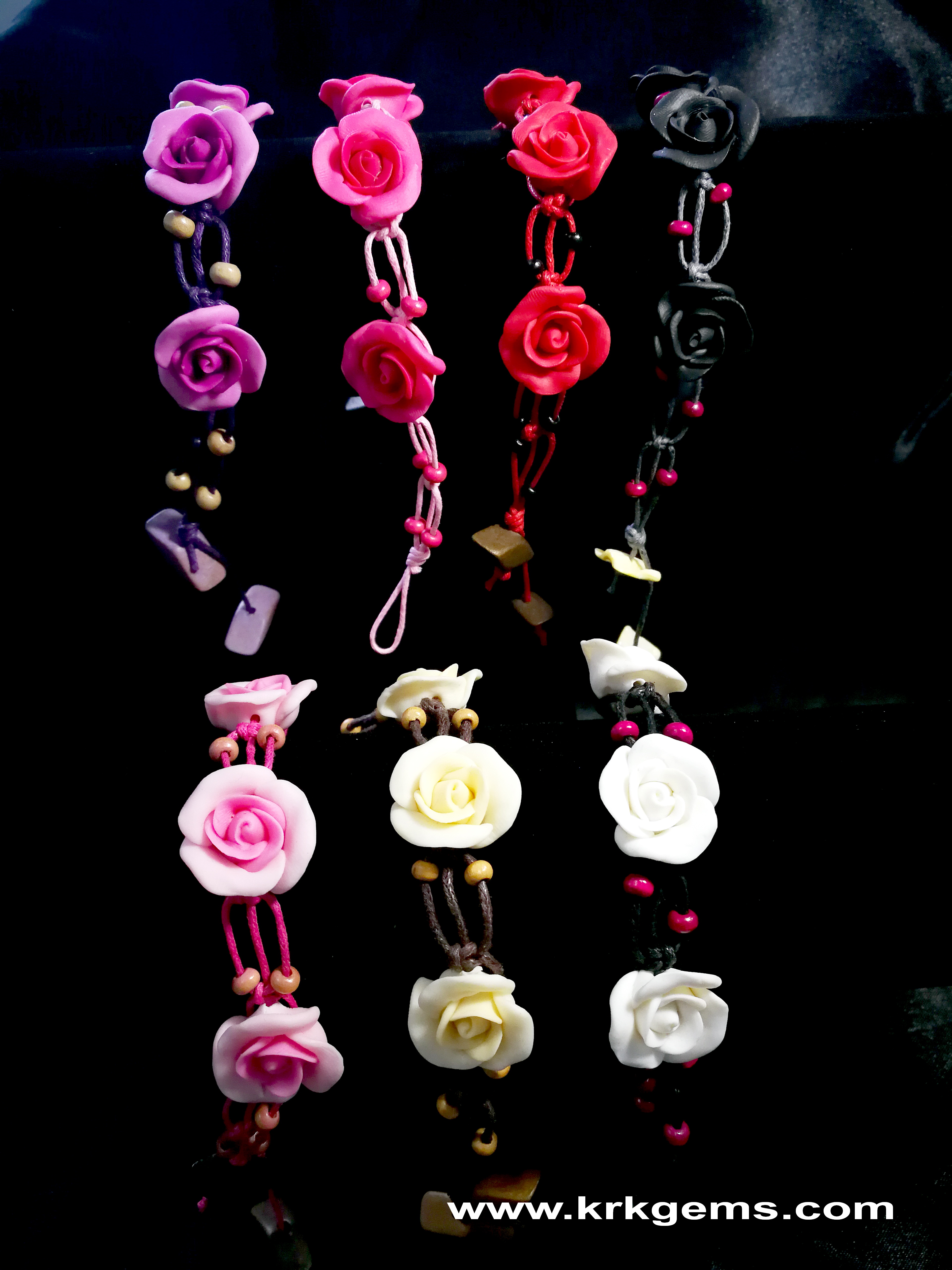 PURPLE 3ROSE HANDMADE CLAY BRACELET