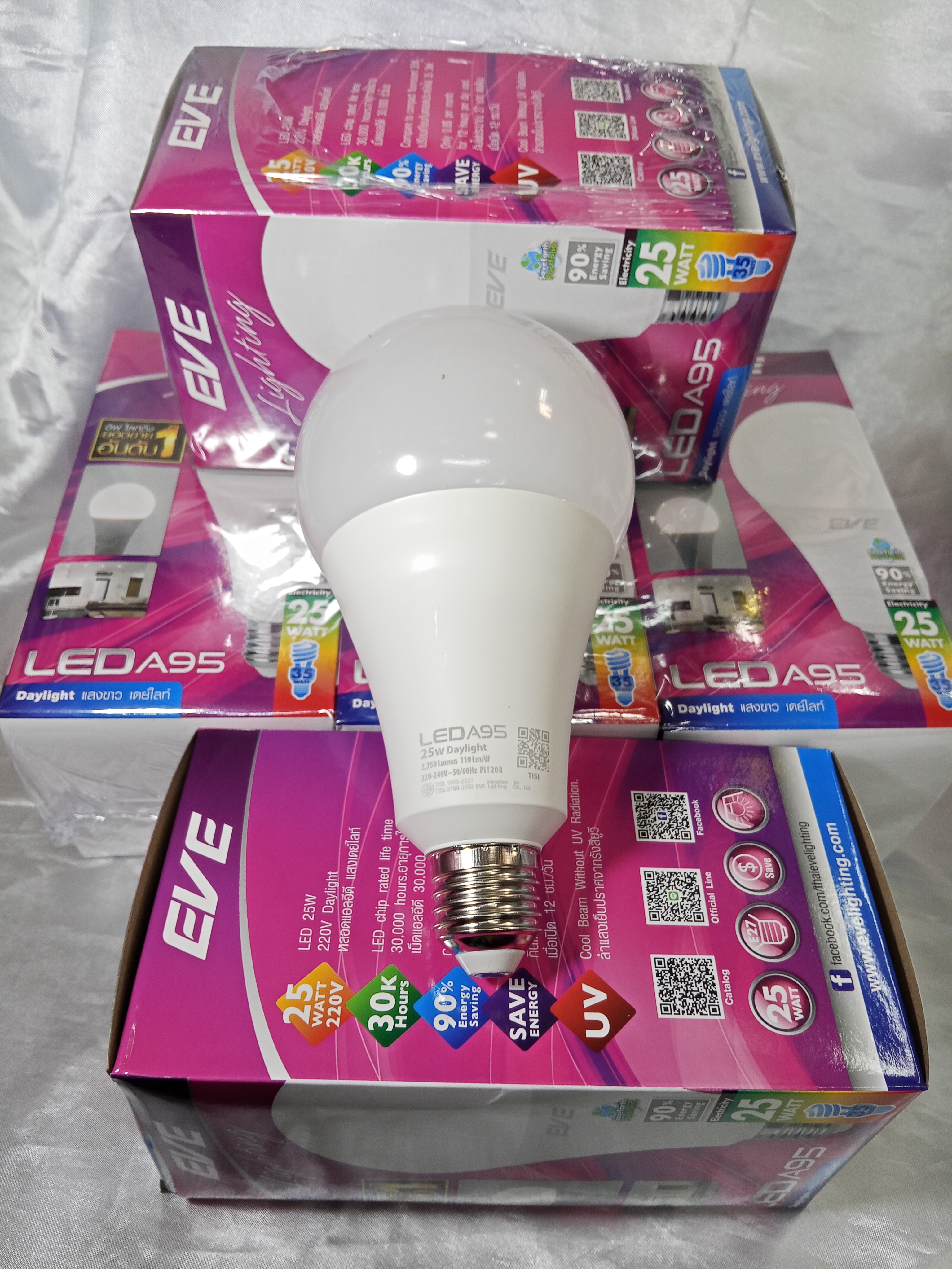 EVE หลอดไฟ BULB HIWATT 25W LED หลอดแอลอีดี 25วัตต์ Core Daylight E27 ยี่ห้ออีฟไลทติ้ง แสงขาว