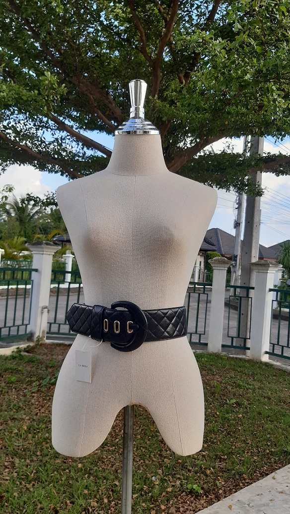 เข็มขัดวินเทจสีดำ สไตล์ CHANEL