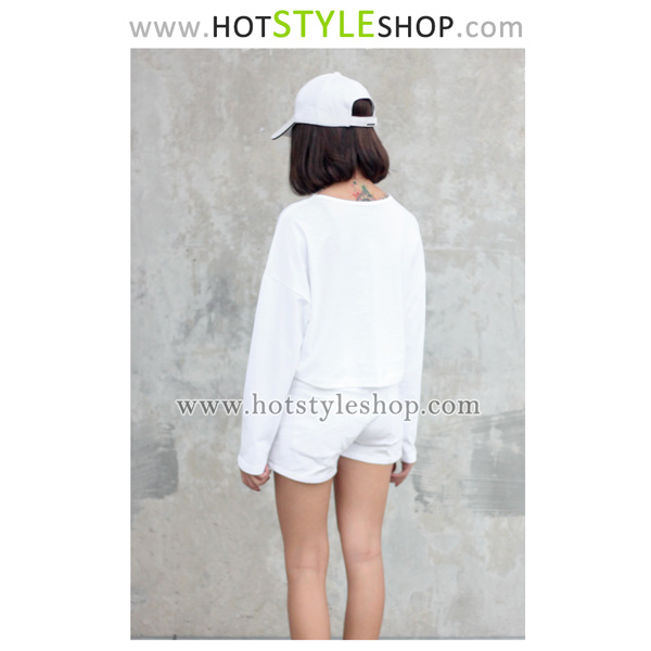 เสื้อครอปแขนยาว เสื้อแขนยาวเอวลอย (ขายส่ง 90 บาท)