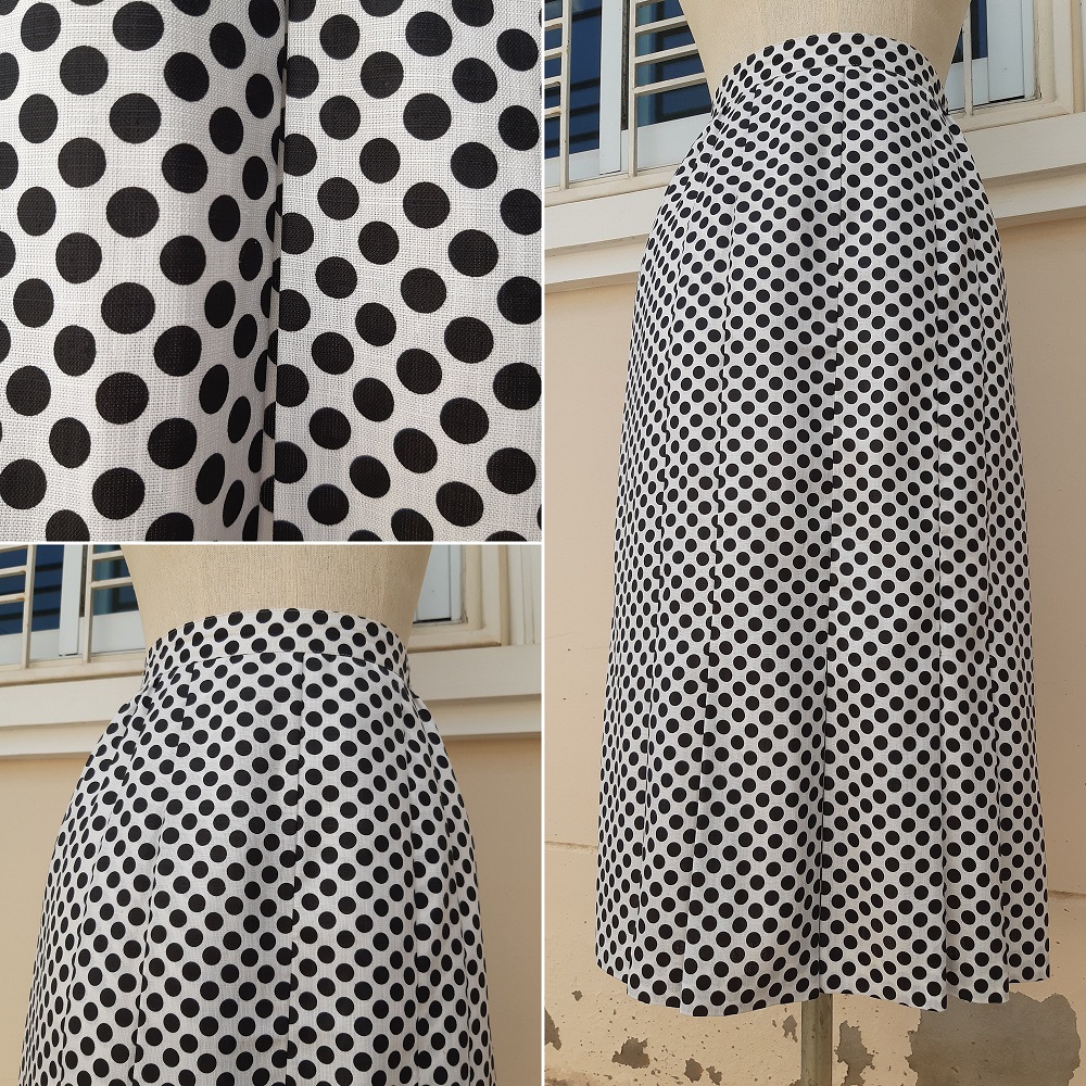 กระโปรงพลีทวินเทจลาย polkadots