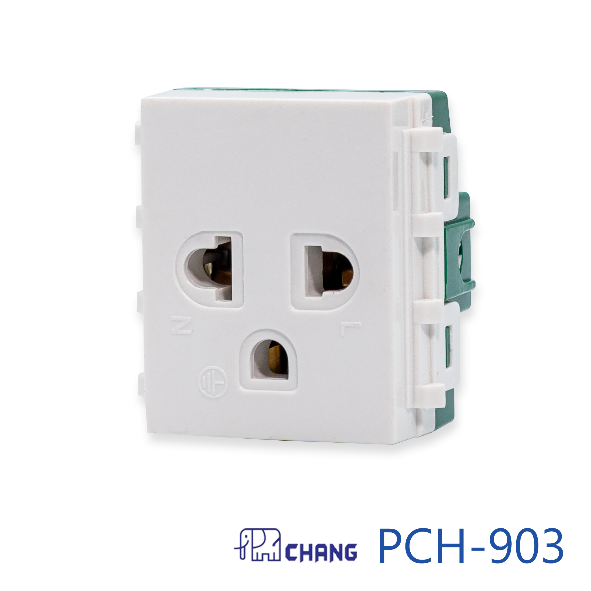 Chang เต้ารับเดี่ยวมีกราวด์ เสียบล็อคสาย รุ่น PCH-903-N ยี่ห้อช้าง ปลั้กกราว์ เต้ารับกราวด์เดี่ยว 1ตัว