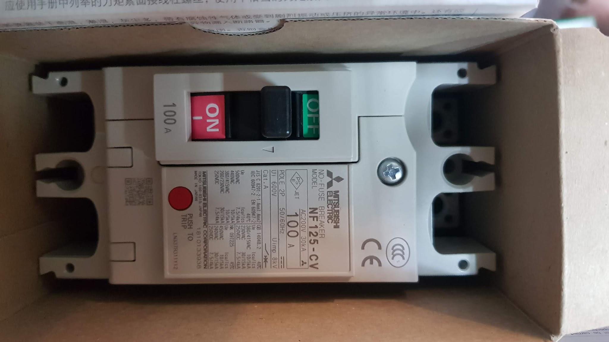 เบรกเกอร์ NF125 CV 2P 100A 30KA มิตซูบิชิ MITSUBISHI 1ตัว พร้อมส่งฟรี พร้อมใบกำกับภาษี