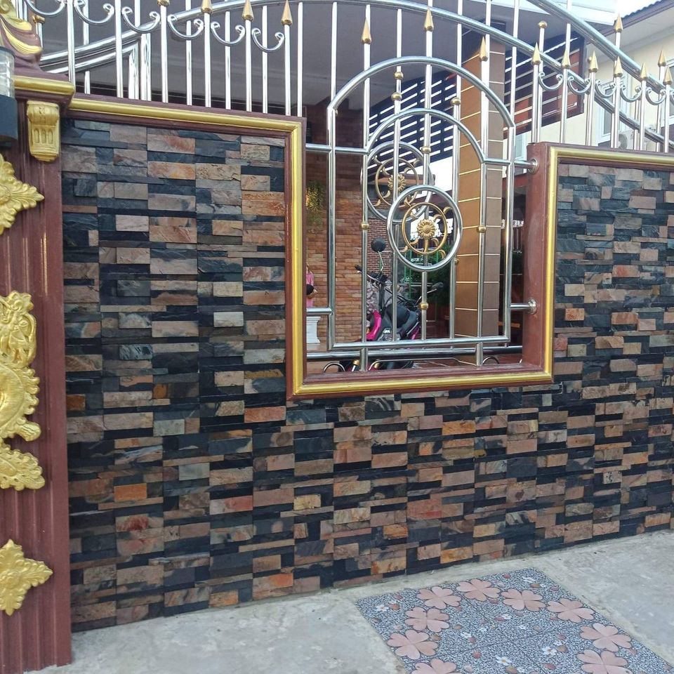 หินกาบจิ๊กซอว์สีลายสนิม แบบ 7 ชิ้น ขนาดแผ่น 10x30 ซม. ผลิตจากหินธรรมชาติแท้ 100 เปอร์เซ็นต์