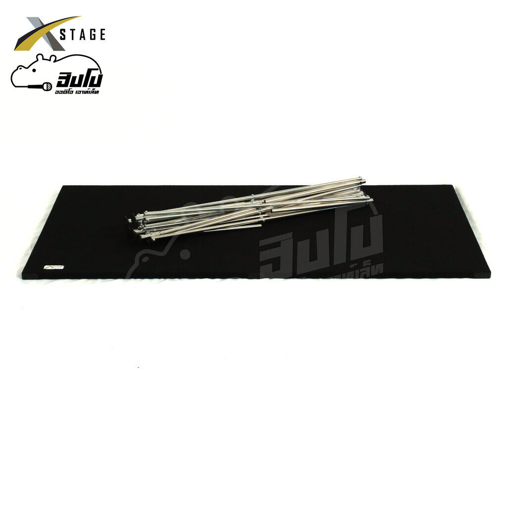 โต๊ะวางเครื่องขนาด 60X120X40 สีดำ มีขอบ/ตีนดำ ขาสแตนเลส กลม (HP001-01)