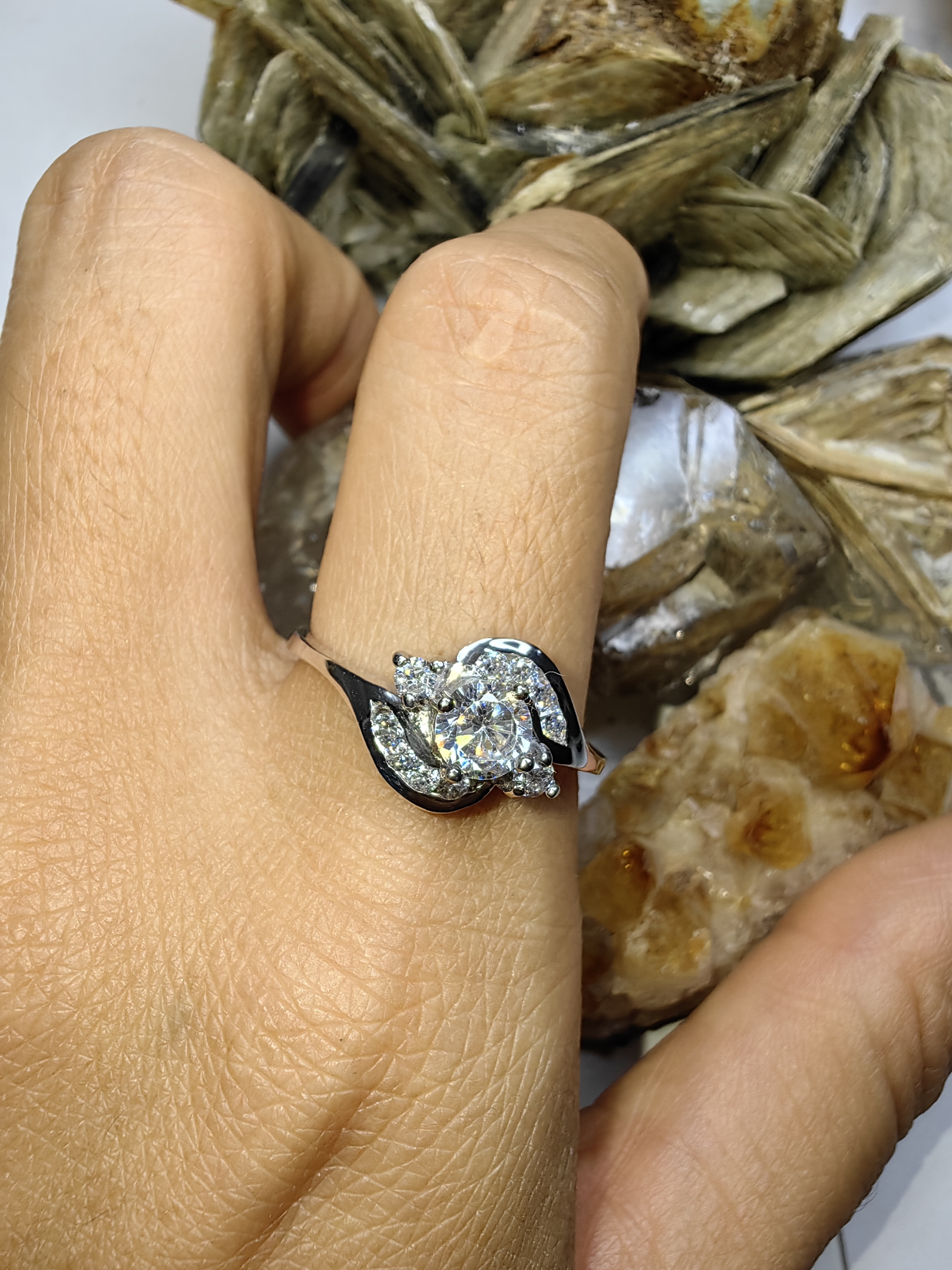 แหวนเพชร CZ เงินแท้ 92.5% Cubic Zirconia 925 Sterling Silver Ring Size 60