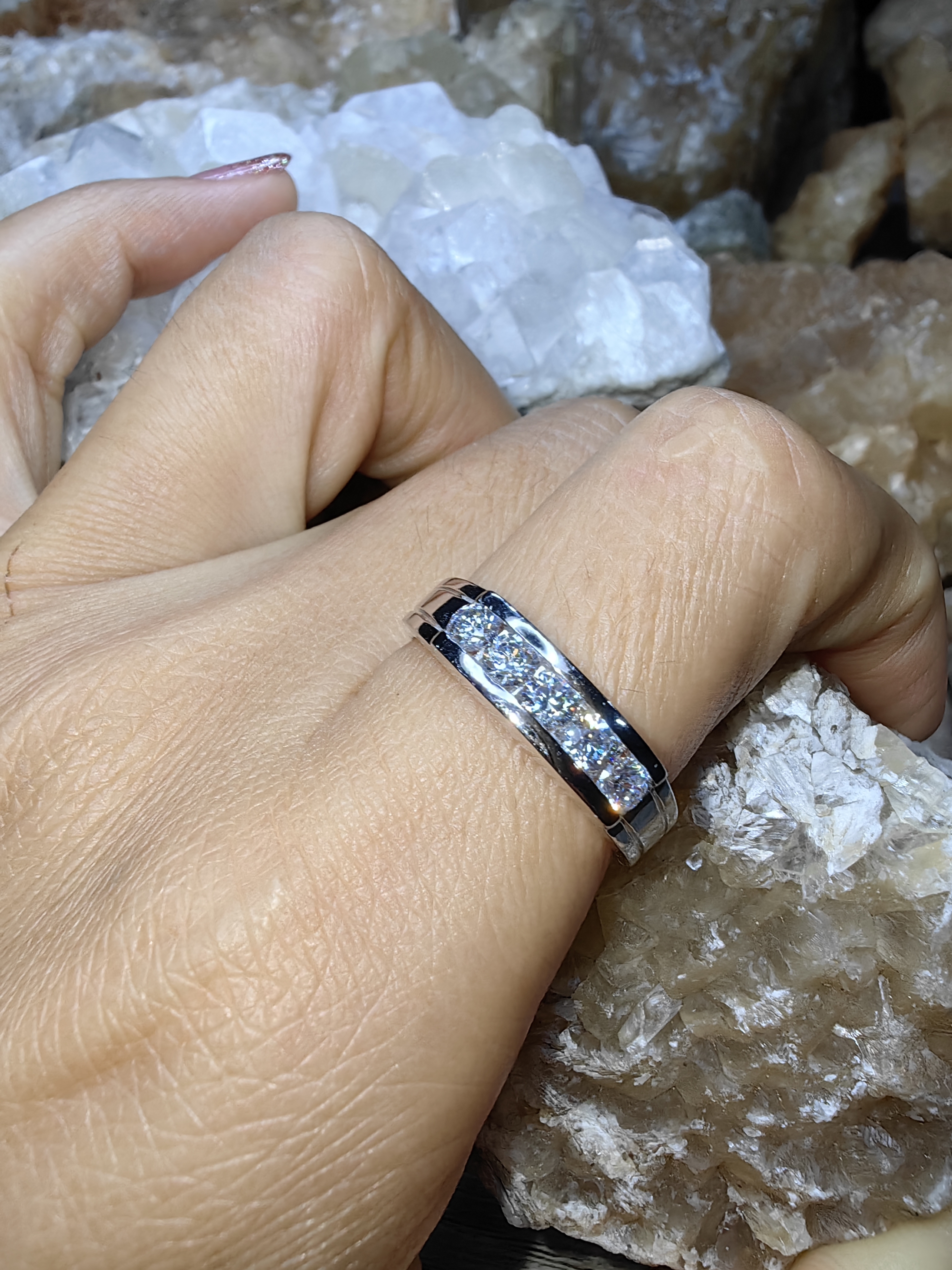 แหวนเพชร CZ เงินแท้ 92.5% Cubic Zirconia 925 Sterling Silver Ring Size 57