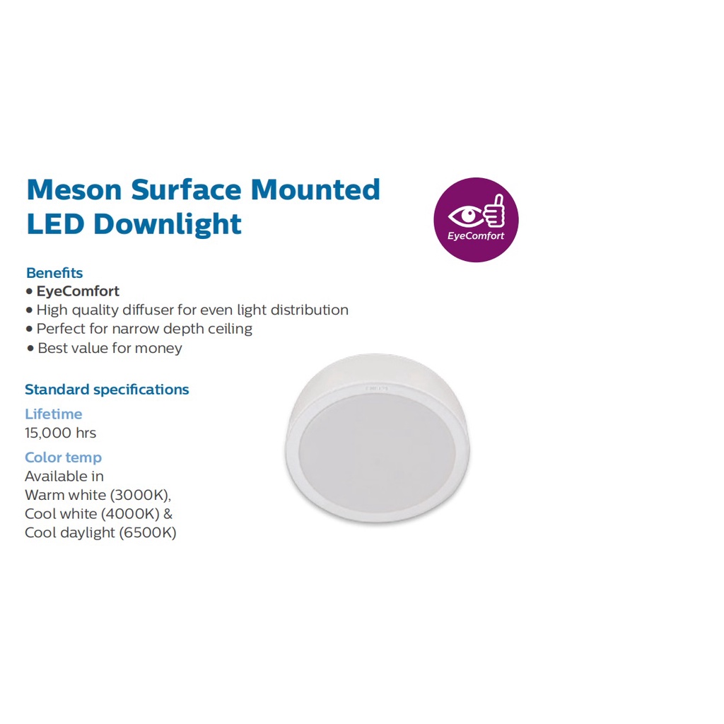 PHILIPS ดาวไลท์ติดลอย LED 8 นิ้ว 24W ติดลอย MESON 59474 แสงไฟ ขาวหรือส้ม Surface Mounted