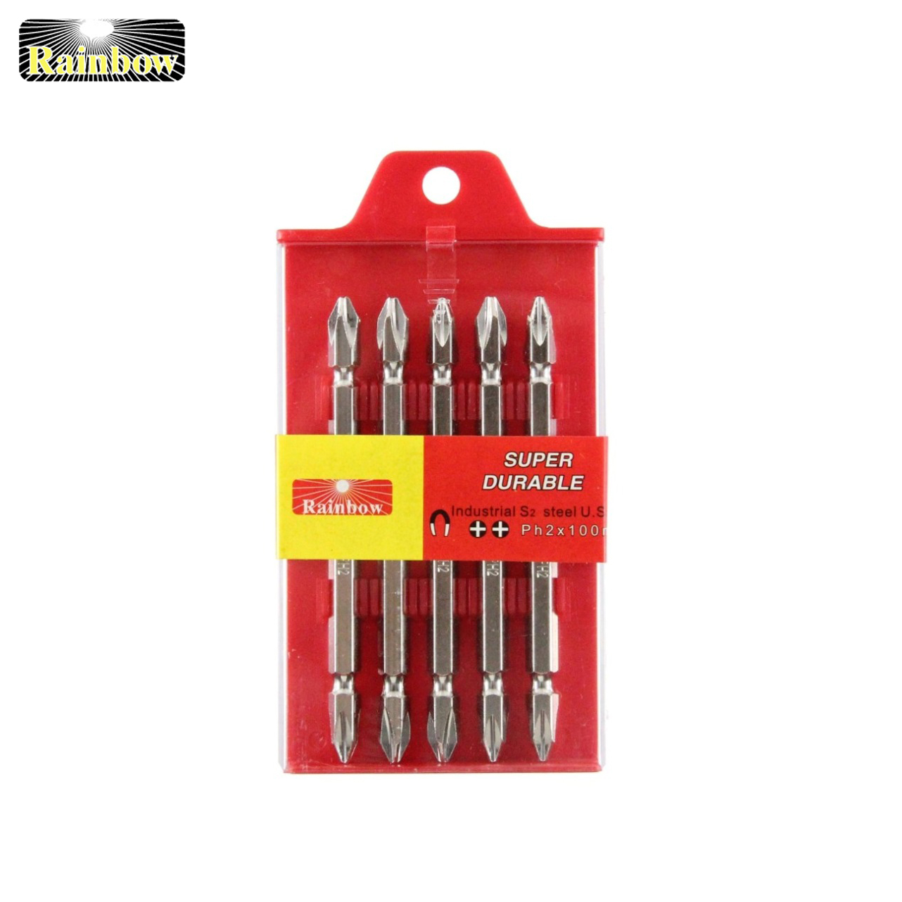 ดอกไขควงลมหัวแม่เหล็ก รุ่นเหล็กเหนียว (S1) สีขาว ปาก ++ (ราคาต่อแพ็ค แพ็ตละ 5 ชิ้น)