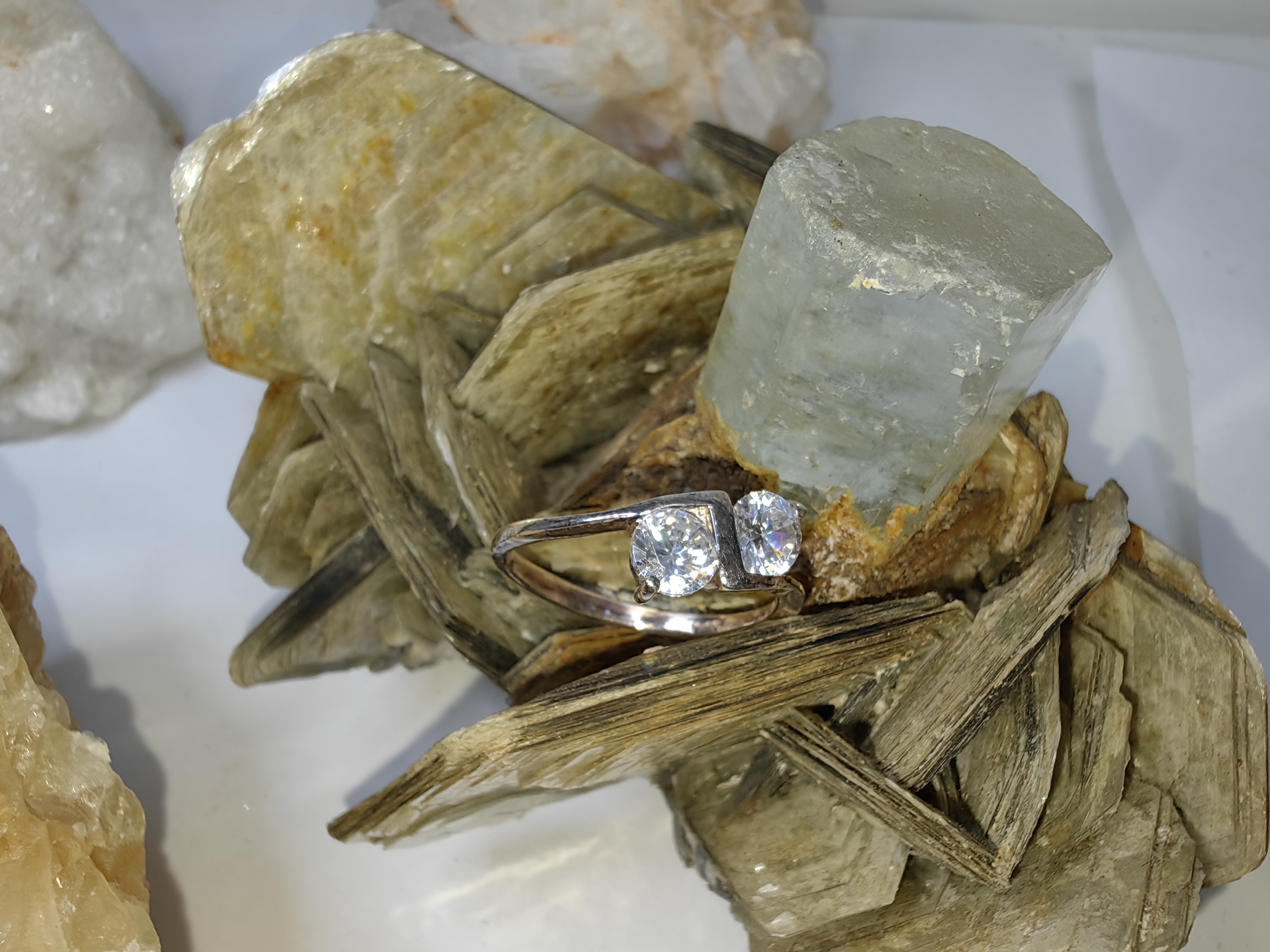 แหวนเพชร CZ เงินแท้ 92.5% Cubic Zirconia 925 Sterling Silver Ring Size 55, 58