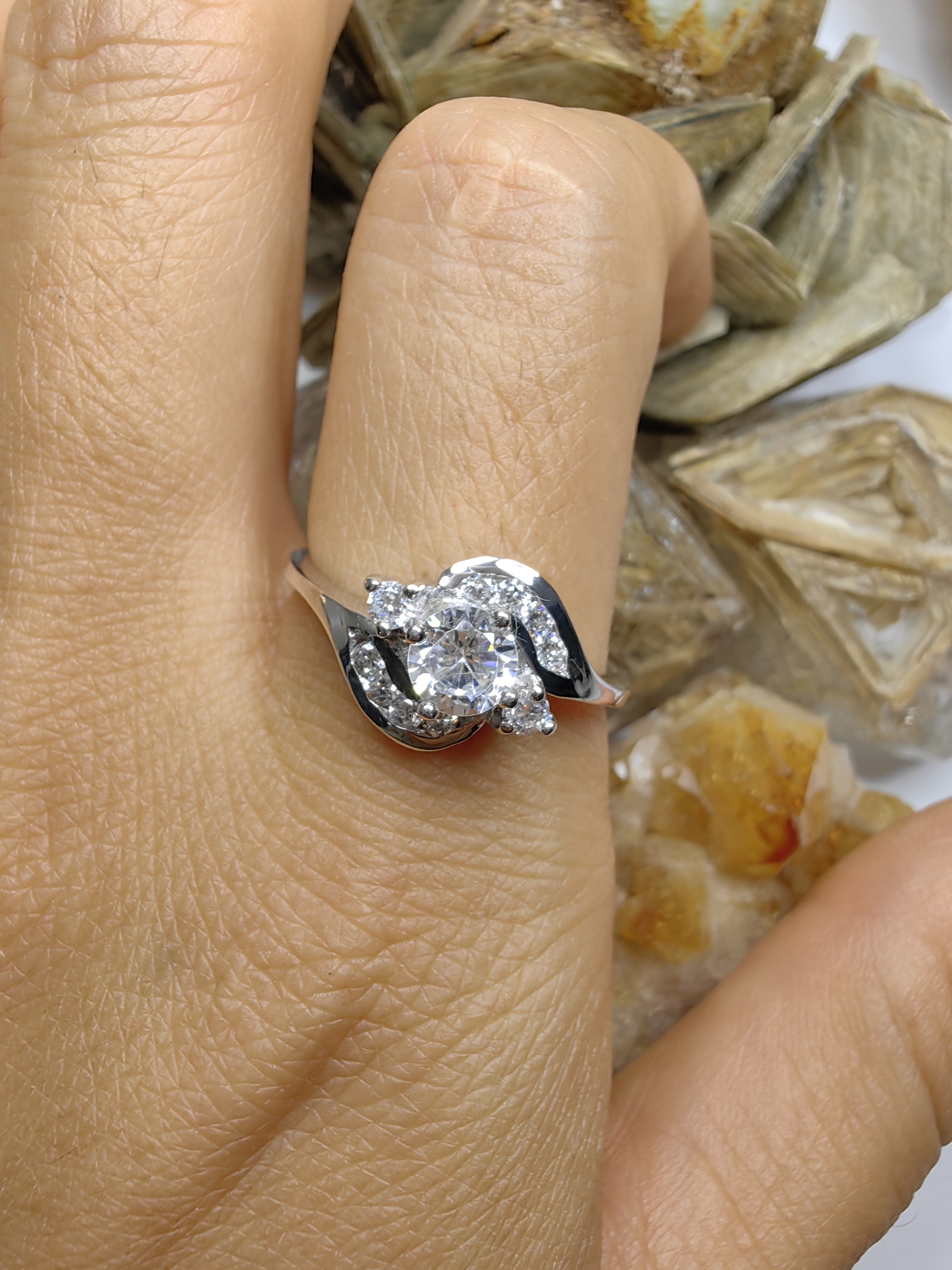 แหวนเพชร CZ เงินแท้ 92.5% Cubic Zirconia 925 Sterling Silver Ring Size 60