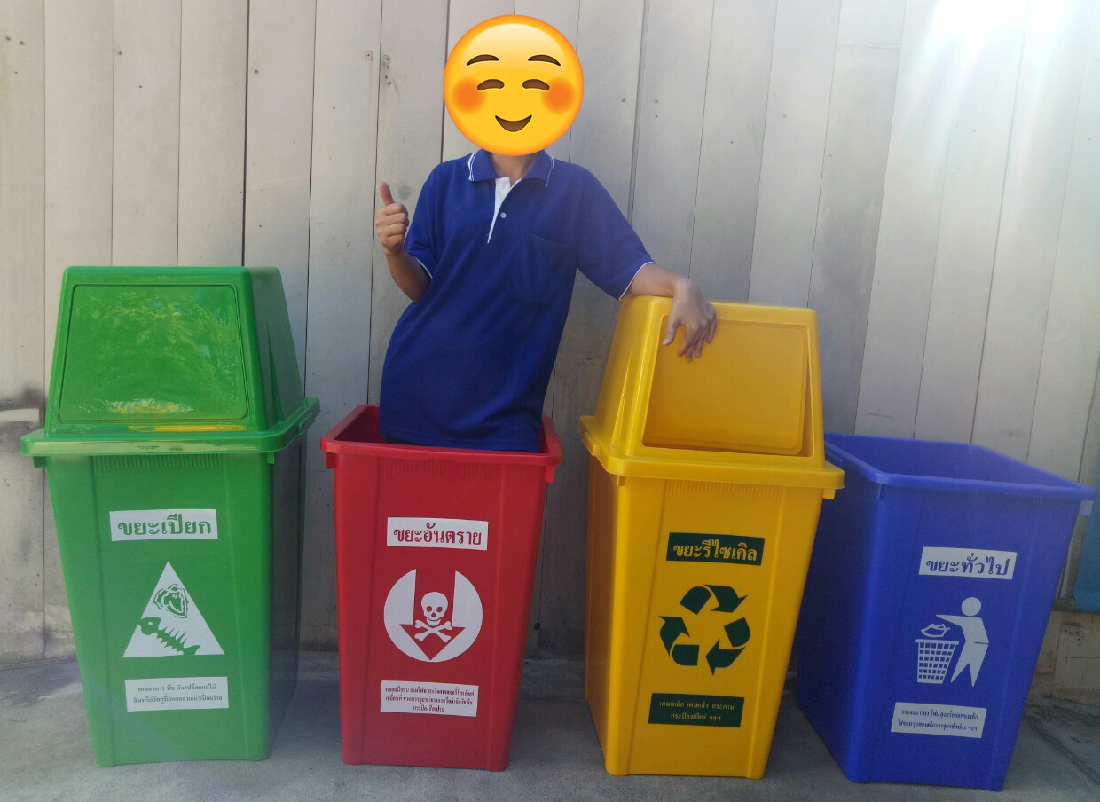 ถังขยะพลาสติกทรงเหลี่ยม 100 ลิตร ฝาทรงสี่เหลี่ยม