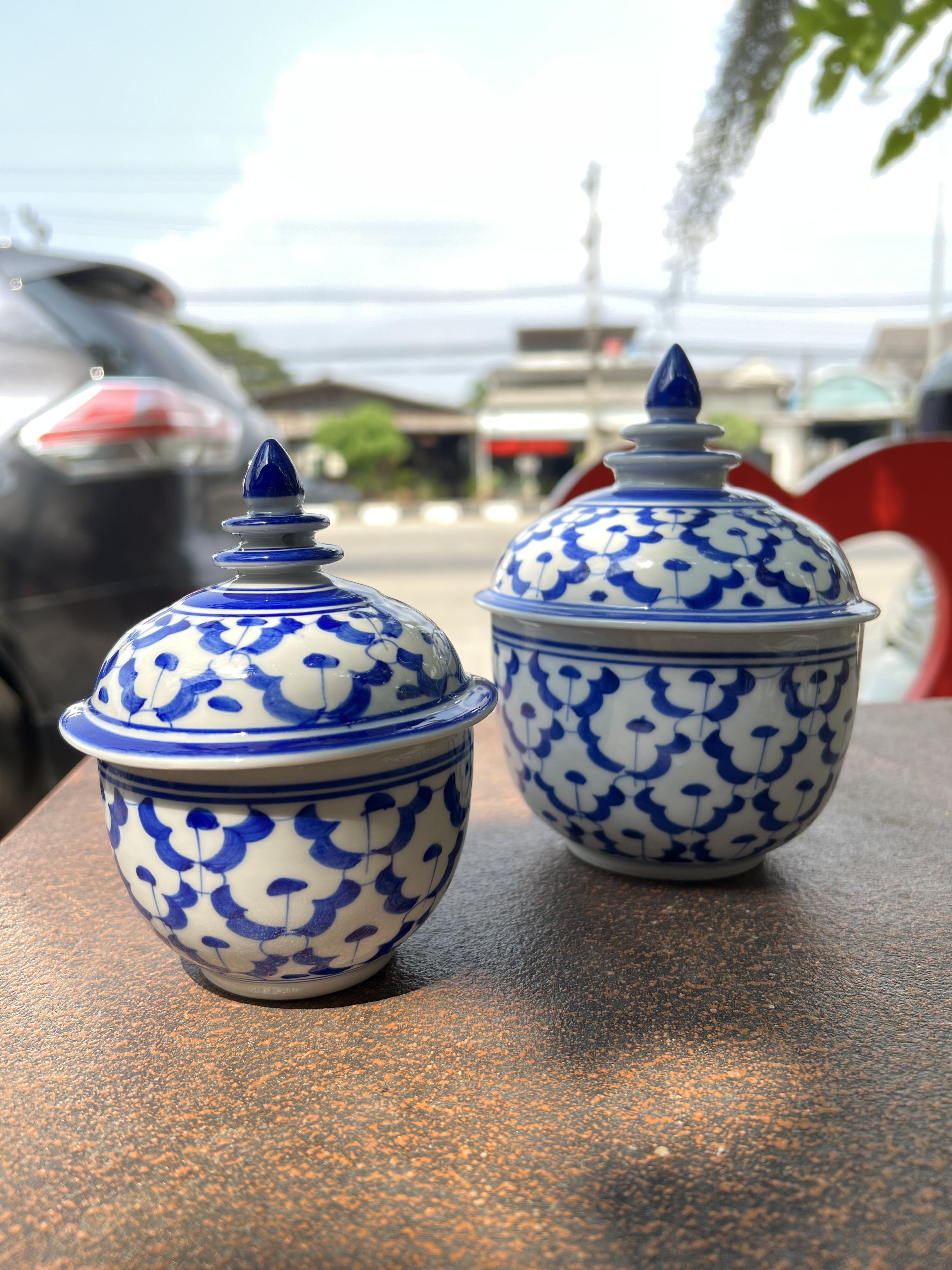 โถฝาขั้น4"ลายไทย