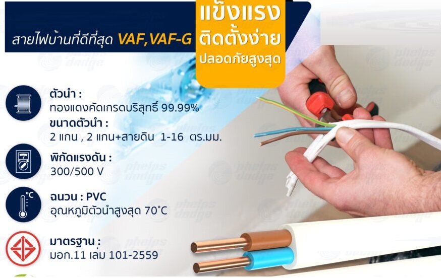 สายไฟทองแดงเบอร์4 สายไฟคู่ รุ่น VAF 2x4 ความยาว 20เมตร สายคู่แบนสีขาว สายเบอร์4 สายไฟเดินไฟในบ้าน และ อาคาร
