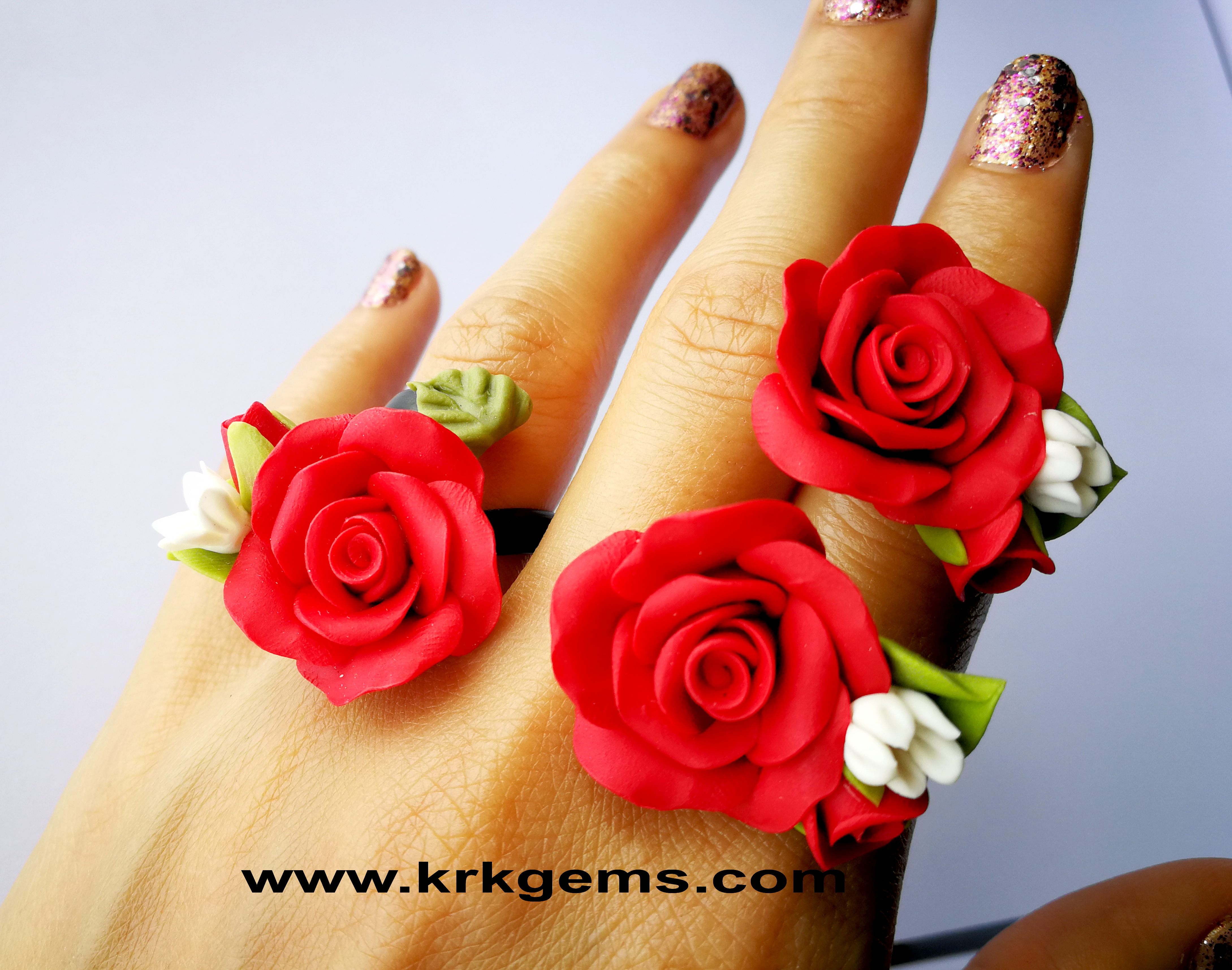 RED ROSE HANDMADE CLAY EARRING