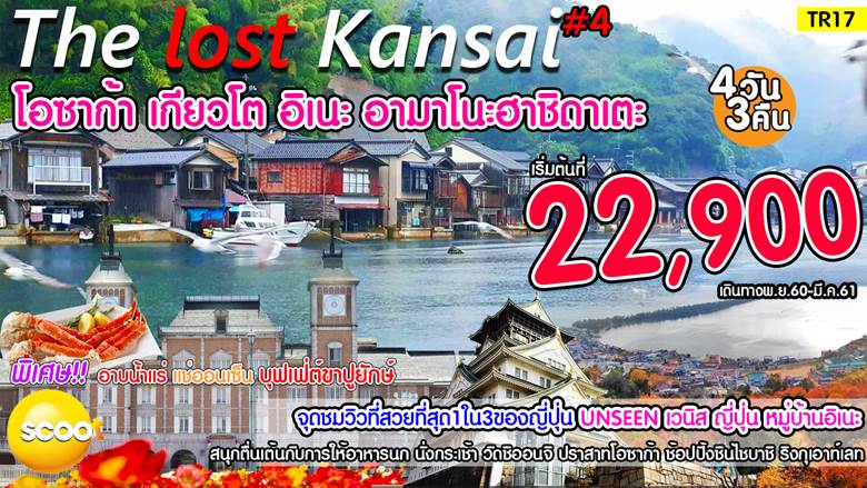 โอซาก้า เกียวโต อิเนะ อามาโนะฮาชิดาเตะ โกเบ 4วัน3คืน พ.ย 60- มี.ค.61