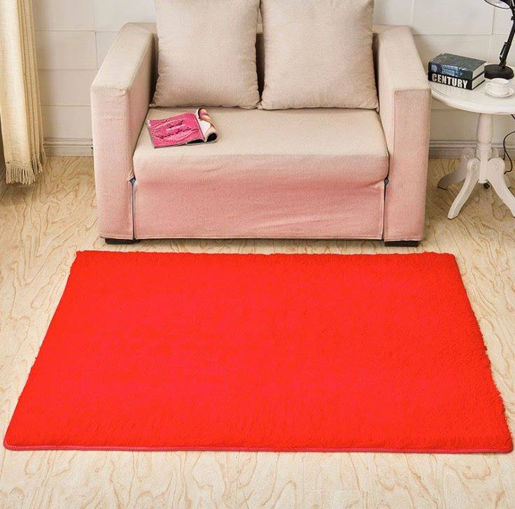 พรมขนสั้น Super Soft สีแดง
